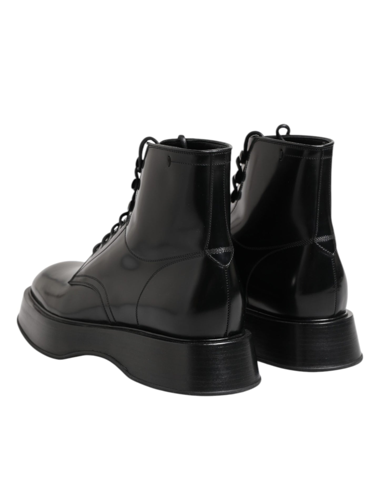 Botines de cuero negro con logo y cordones