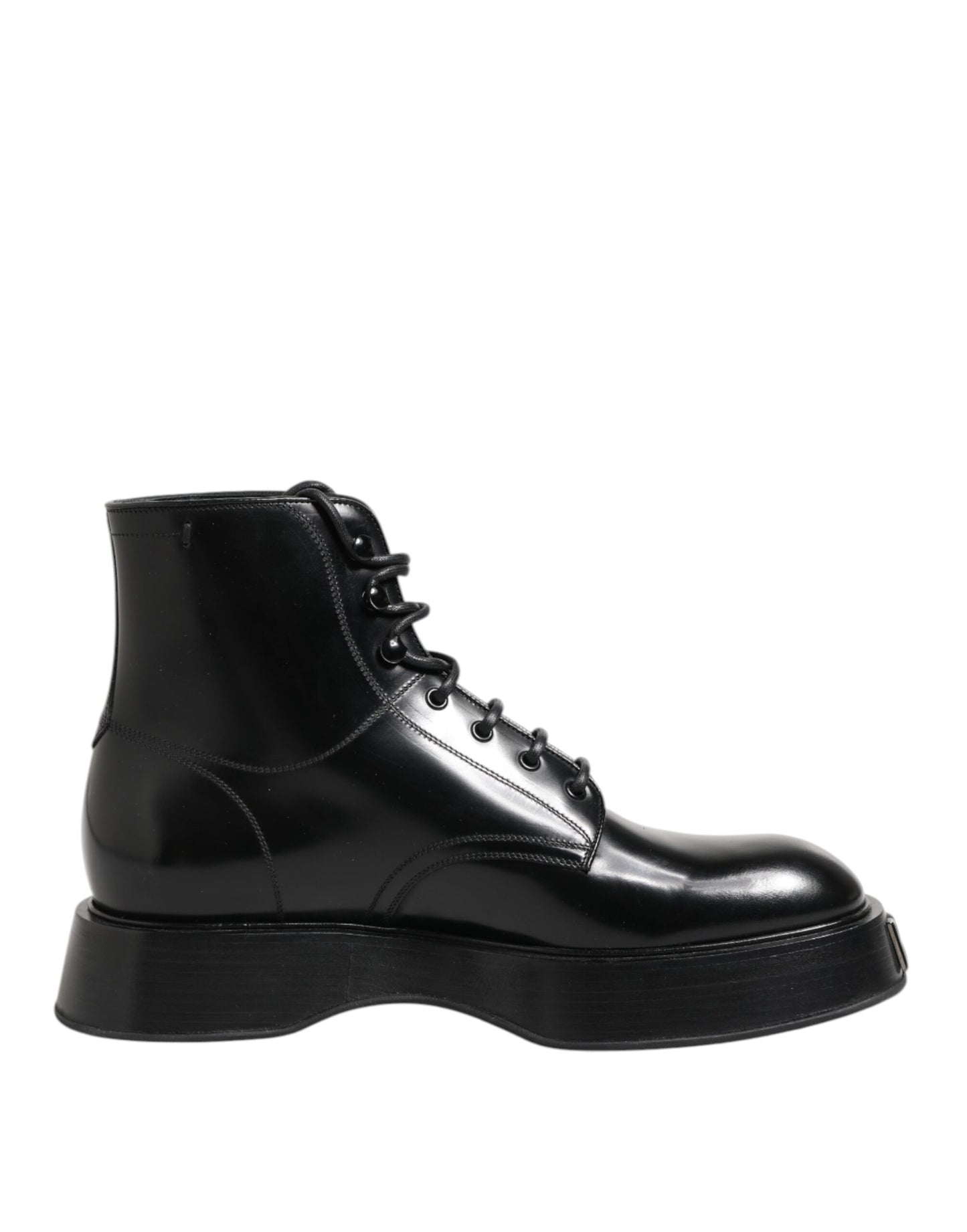 Botines de cuero negro con logo y cordones