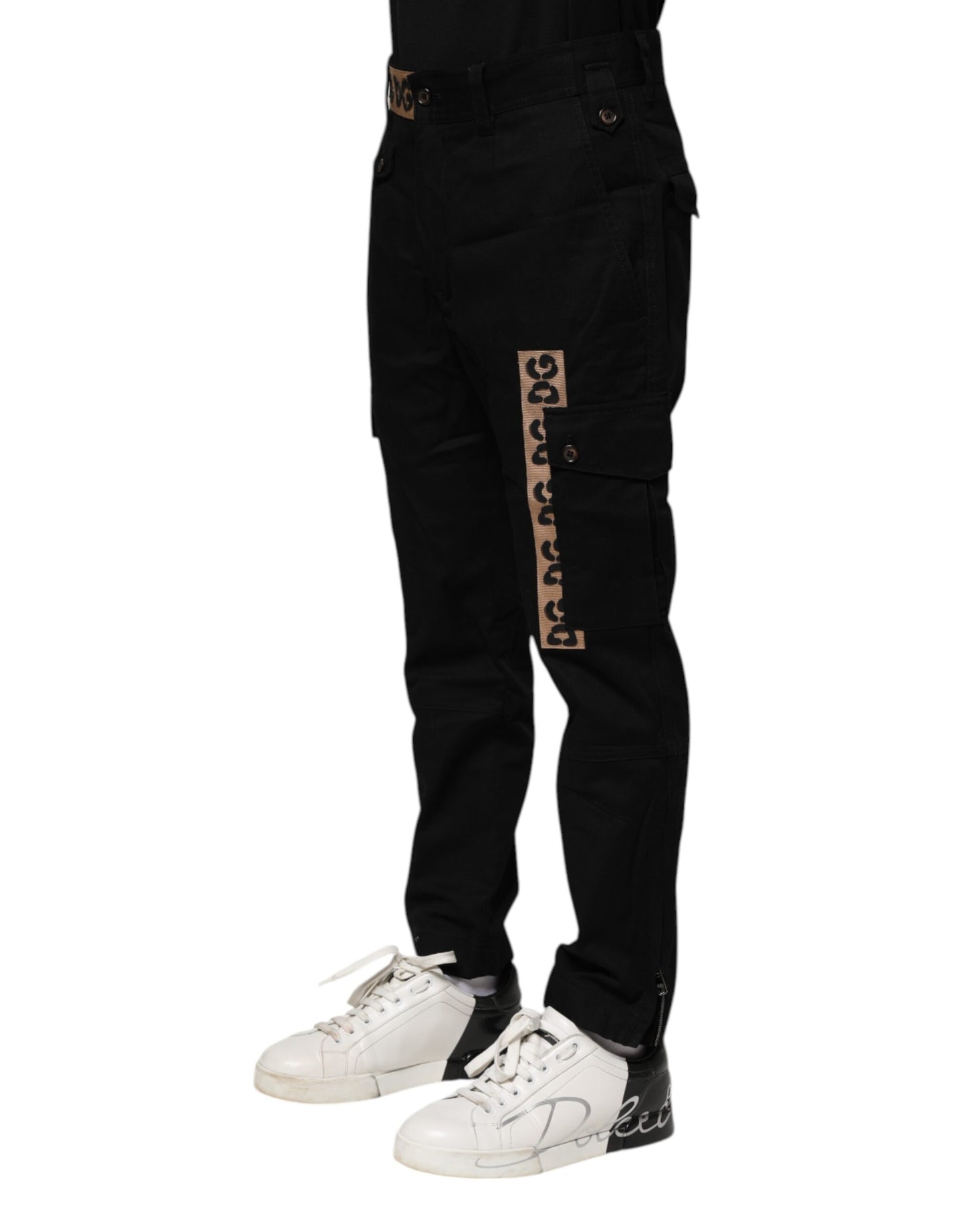 Pantalones casuales cargo de algodón negro