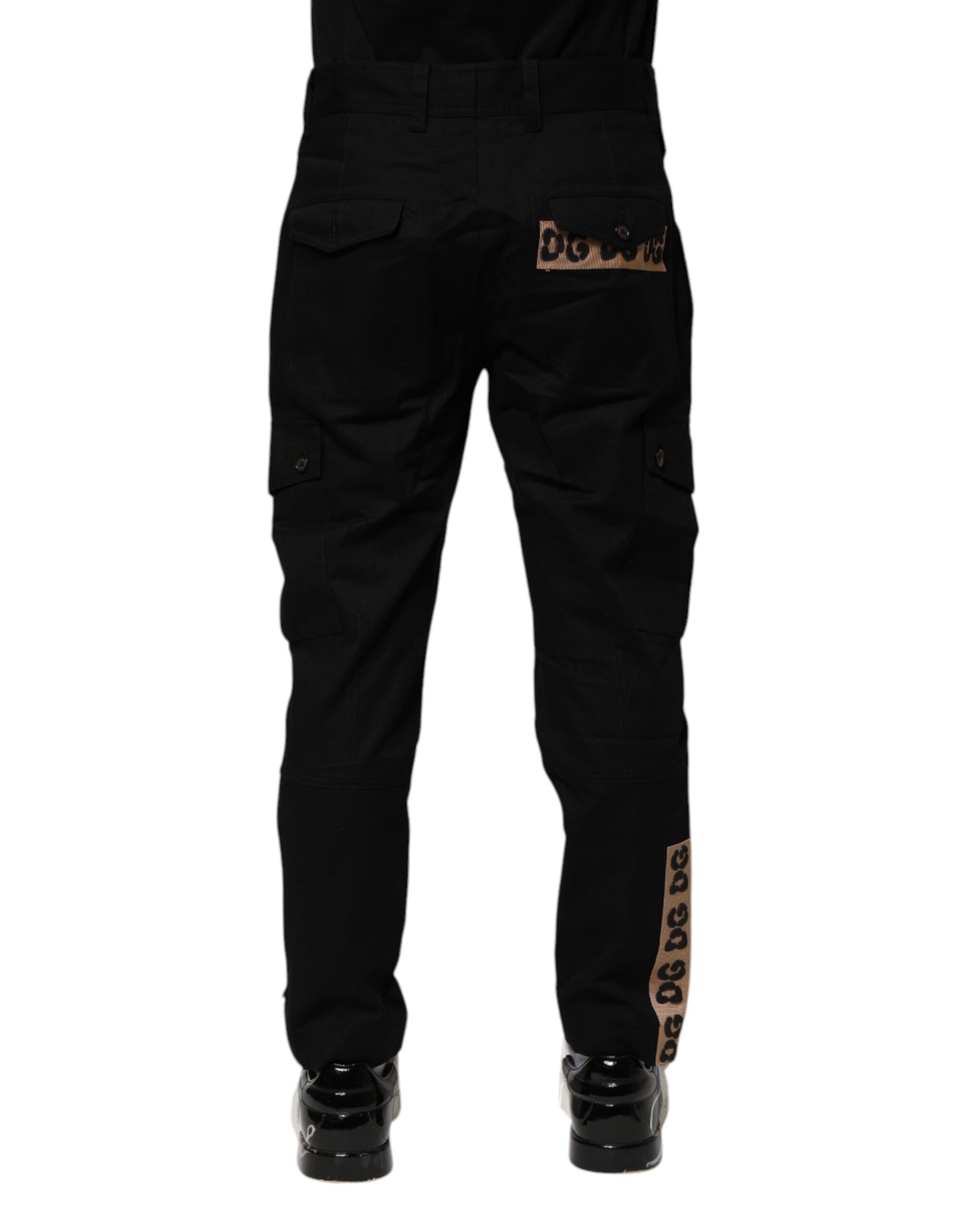 Pantalones casuales cargo de algodón negro