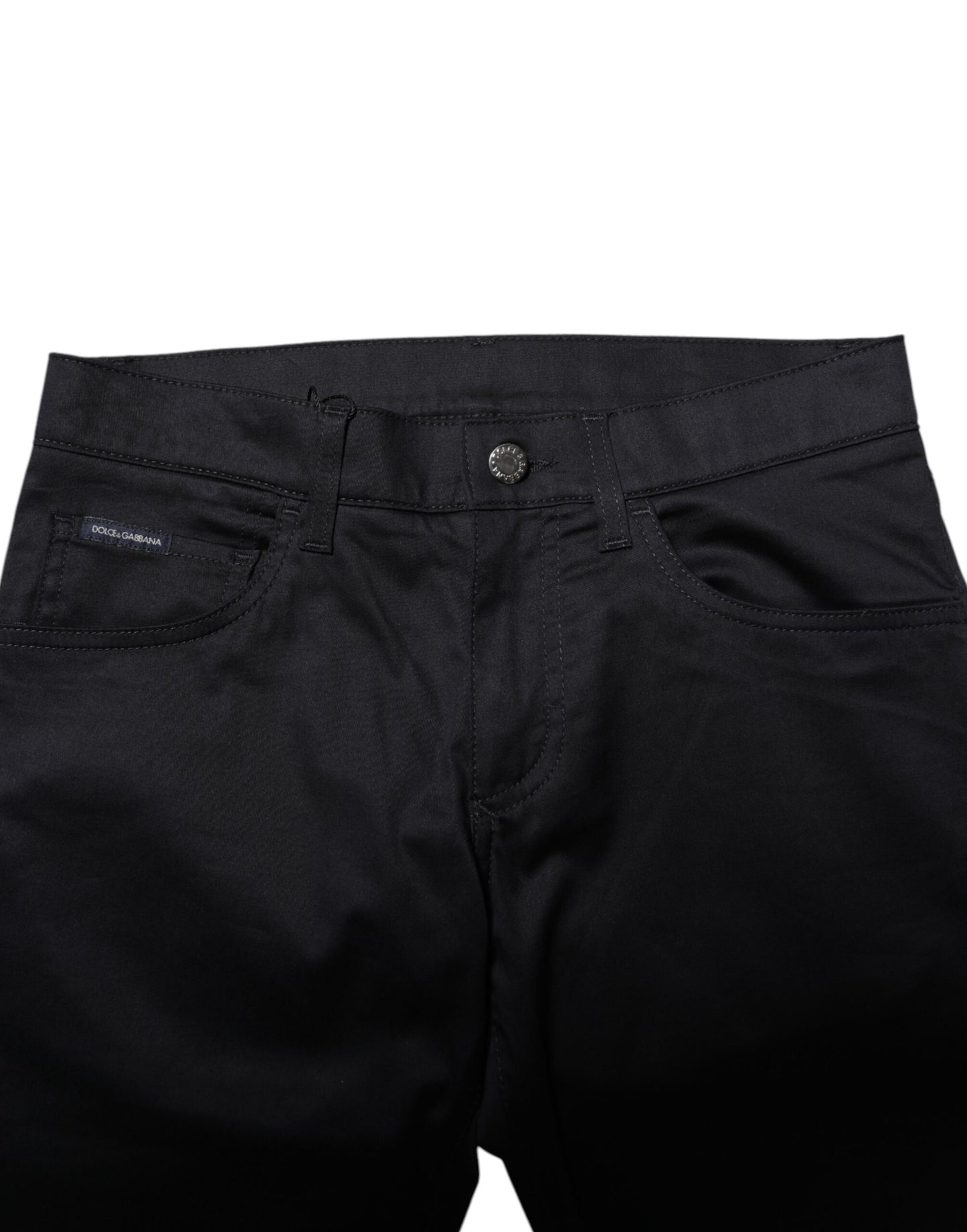 Pantalones negros ajustados de algodón con cintura media
