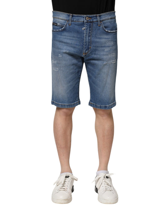 Bermudas vaqueras de algodón elástico azul para hombre