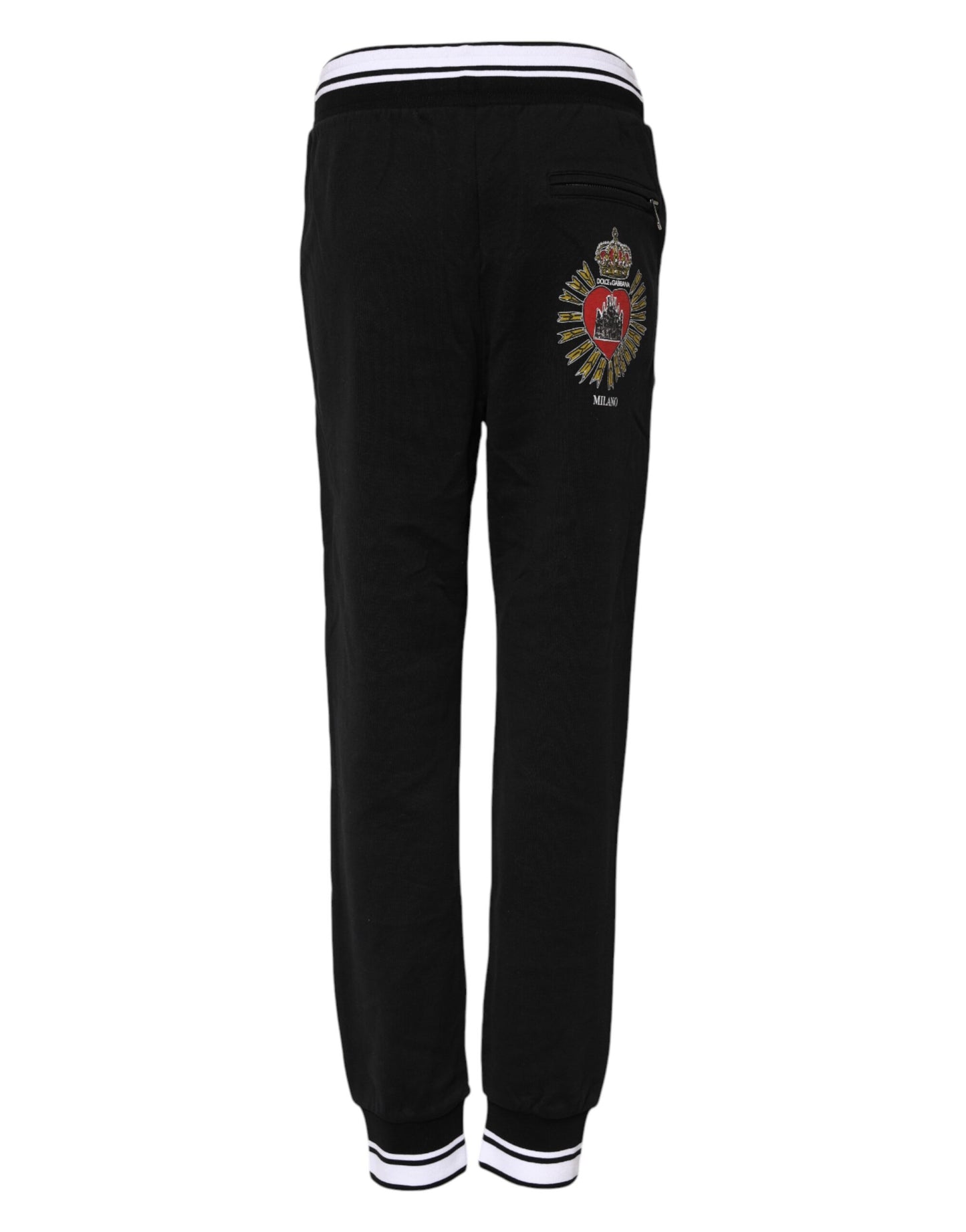 Pantalones deportivos de cintura media de algodón negro