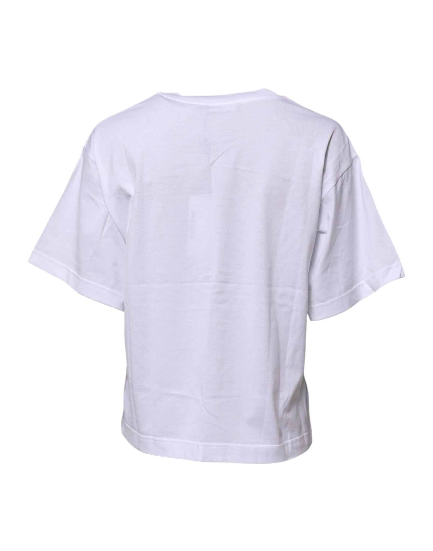 Camiseta blanca de algodón con cuello redondo y estampado gráfico