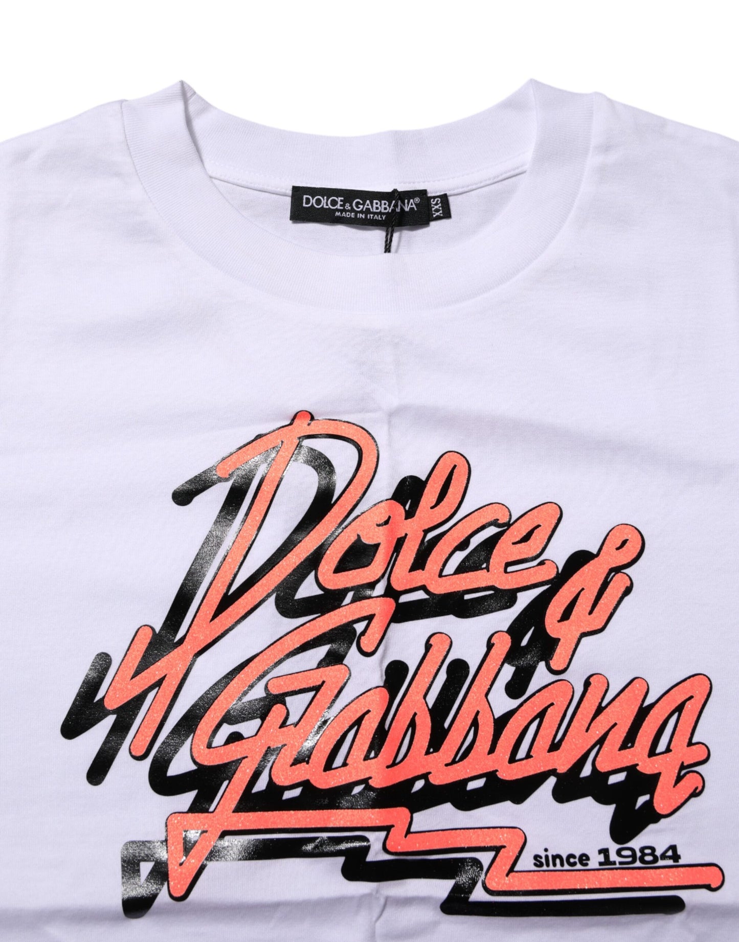 Camiseta blanca de algodón con cuello redondo y estampado gráfico