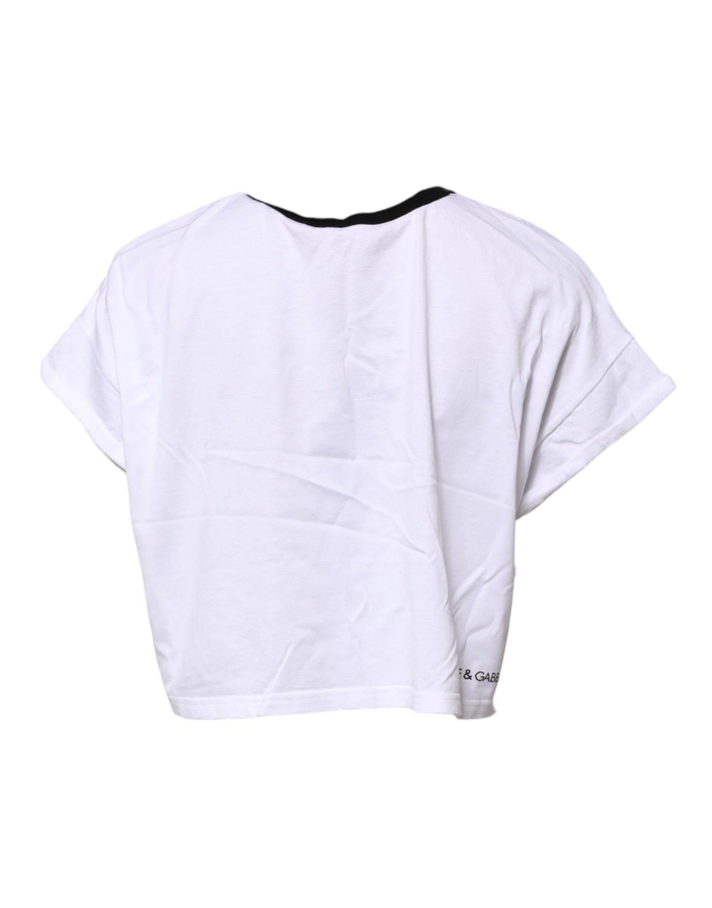 Camiseta corta de cuello redondo con estampado gráfico blanco