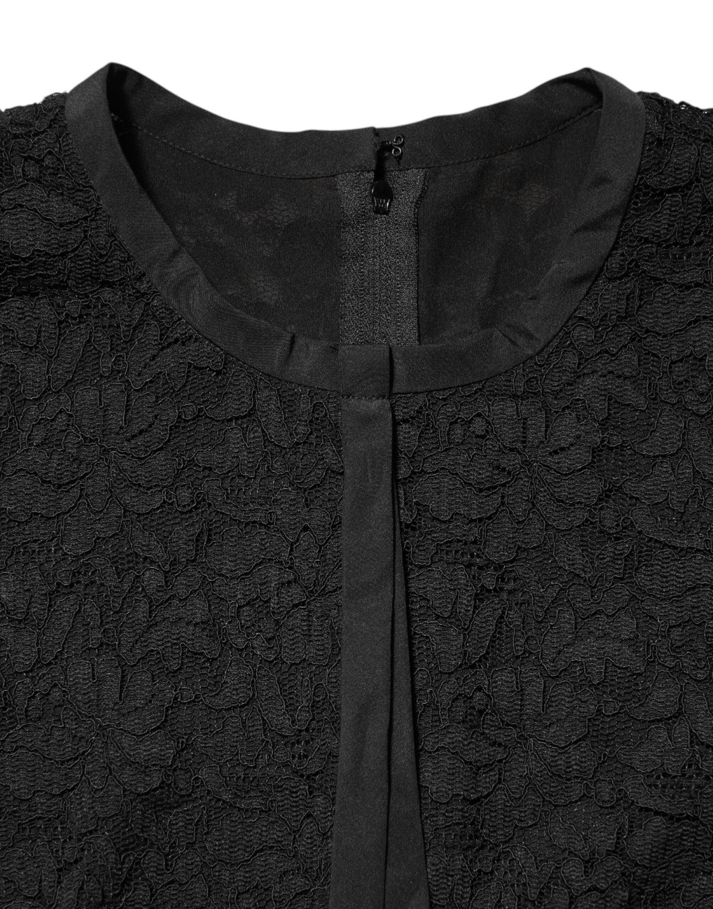Blusa de manga larga con encaje de nailon negro