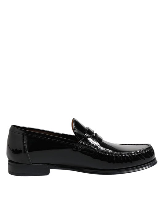 Mocasines de cuero negro sin cordones, zapatos de vestir