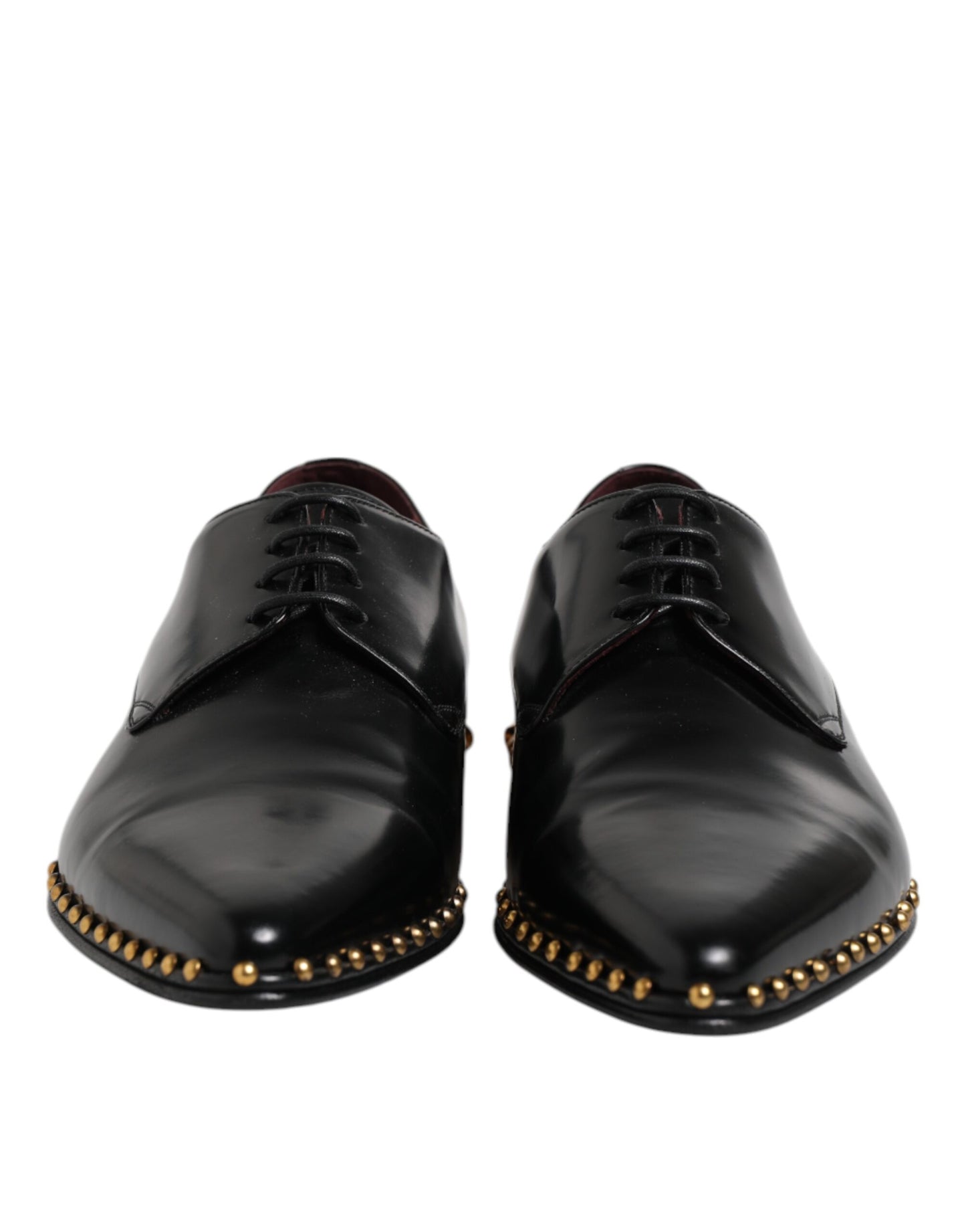 Zapatos de vestir Derby de cuero negro con tachuelas para hombre