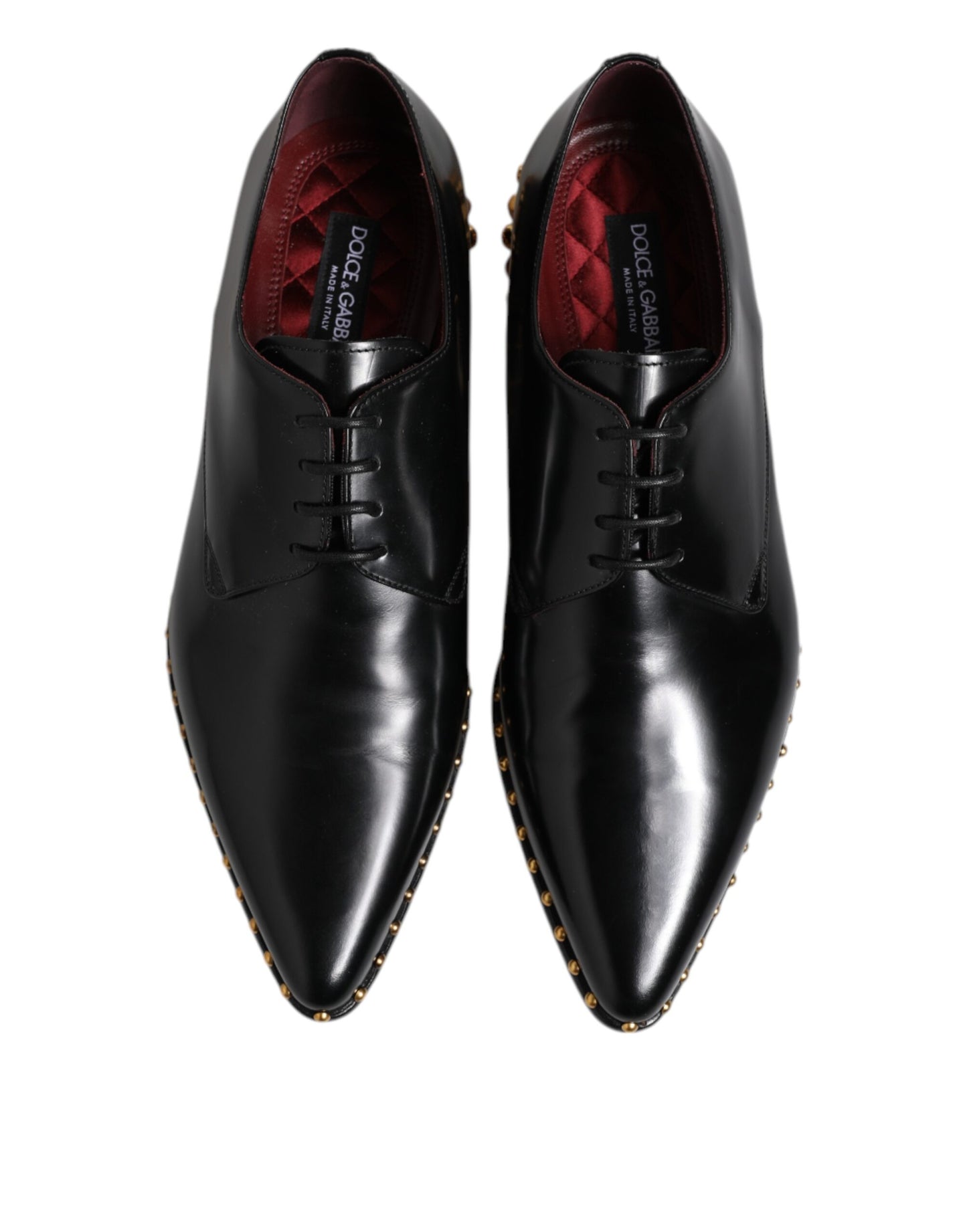 Zapatos de vestir Derby de cuero negro con tachuelas para hombre