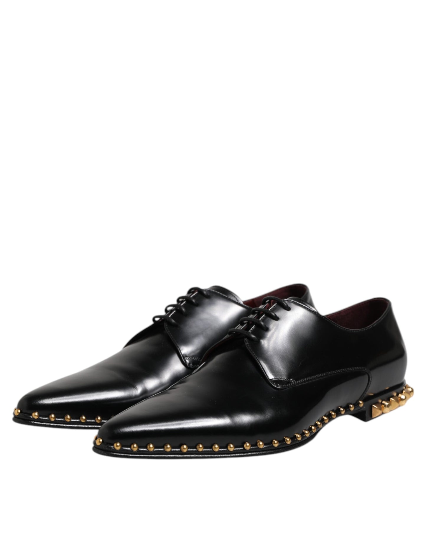 Zapatos de vestir Derby de cuero negro con tachuelas para hombre