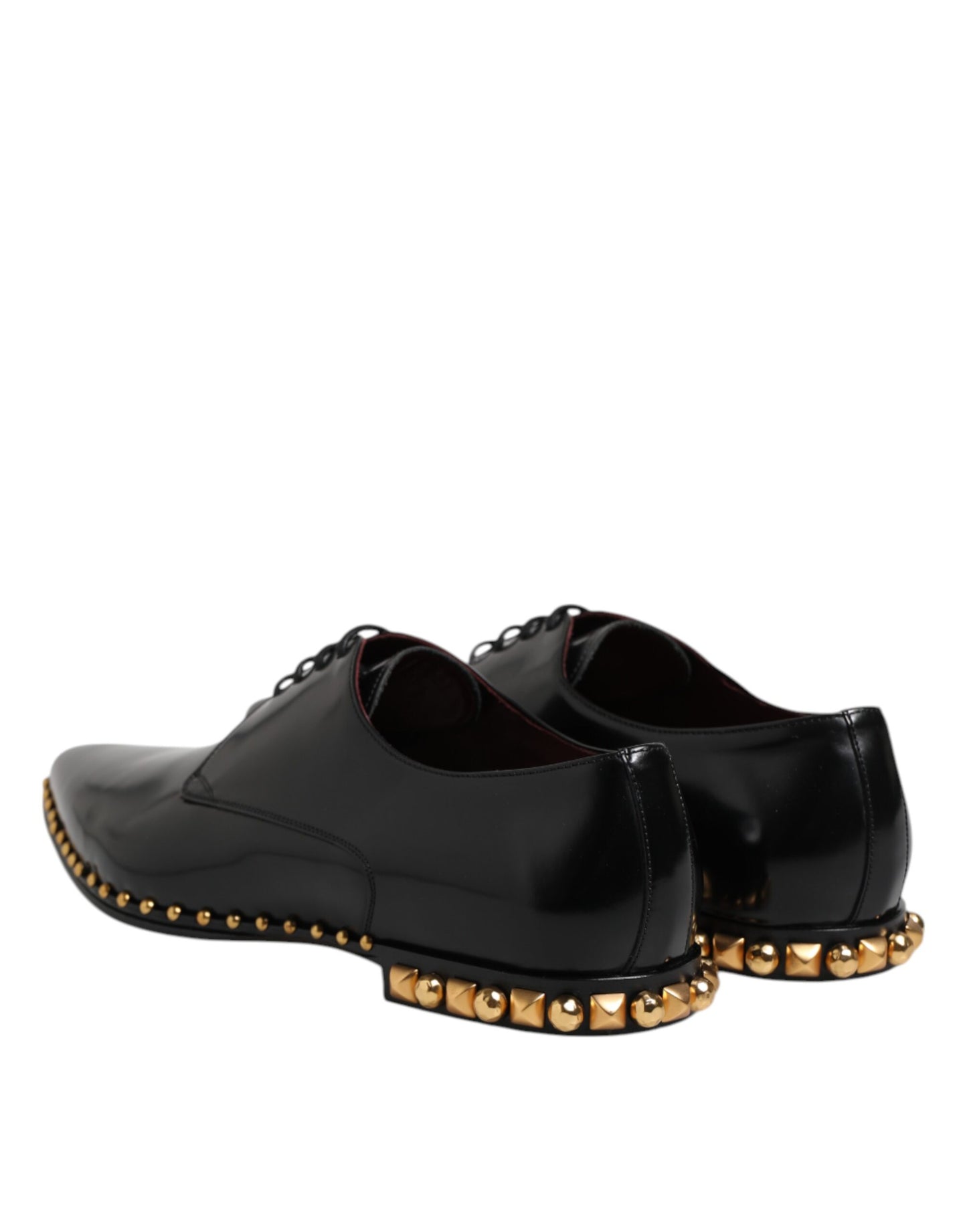 Zapatos de vestir Derby de cuero negro con tachuelas para hombre