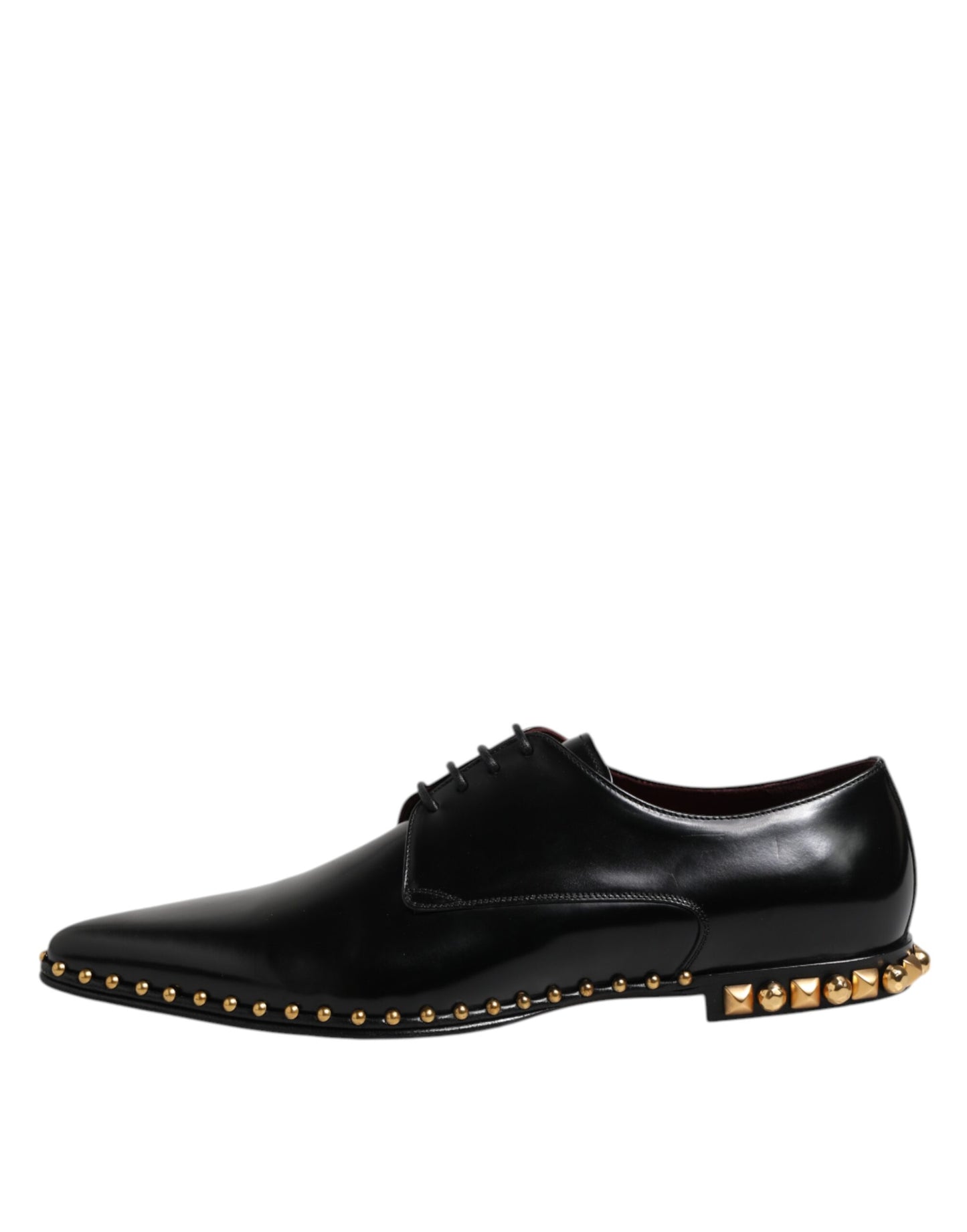 Zapatos de vestir Derby de cuero negro con tachuelas para hombre