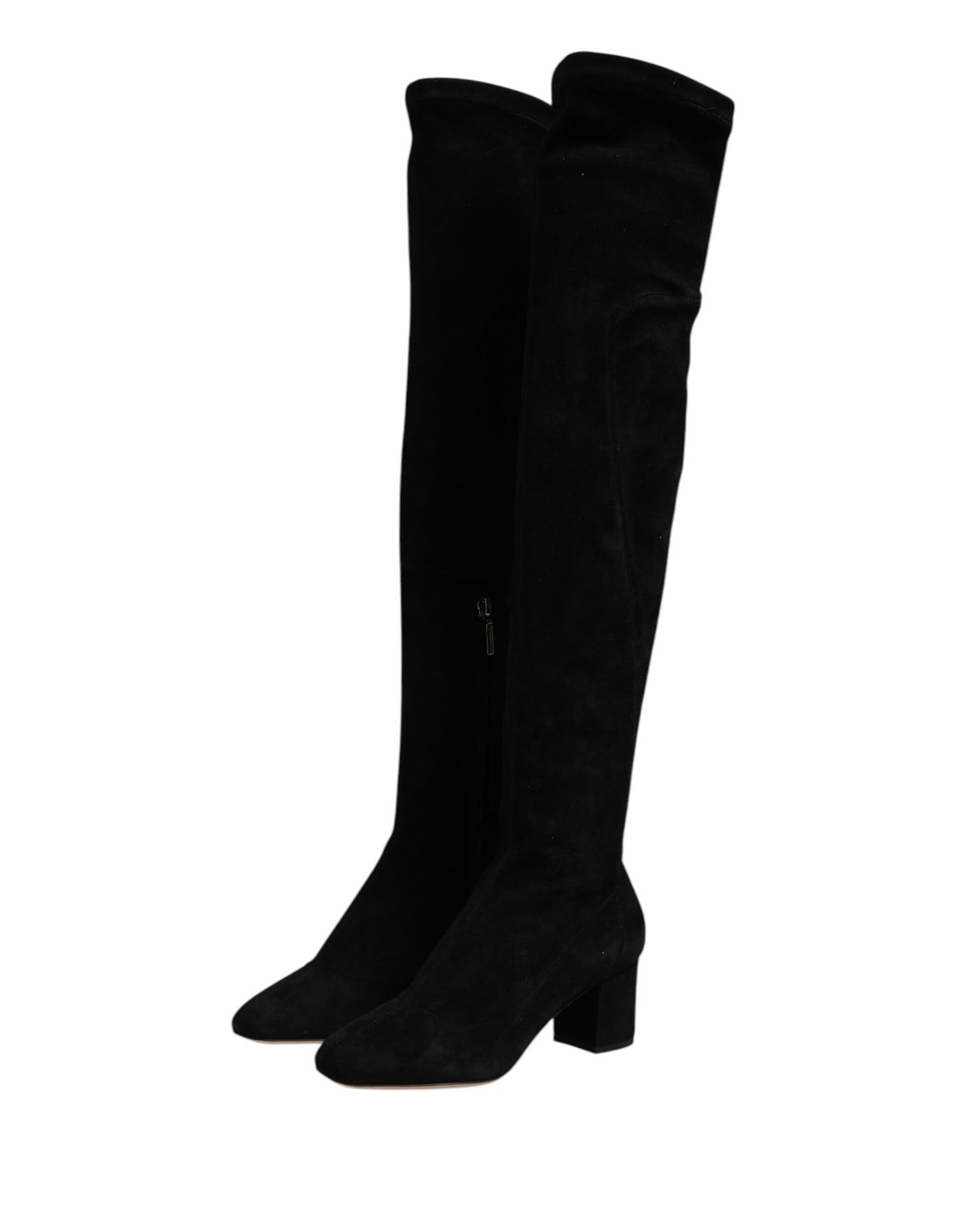 Botas altas hasta la rodilla de piel de ante negra