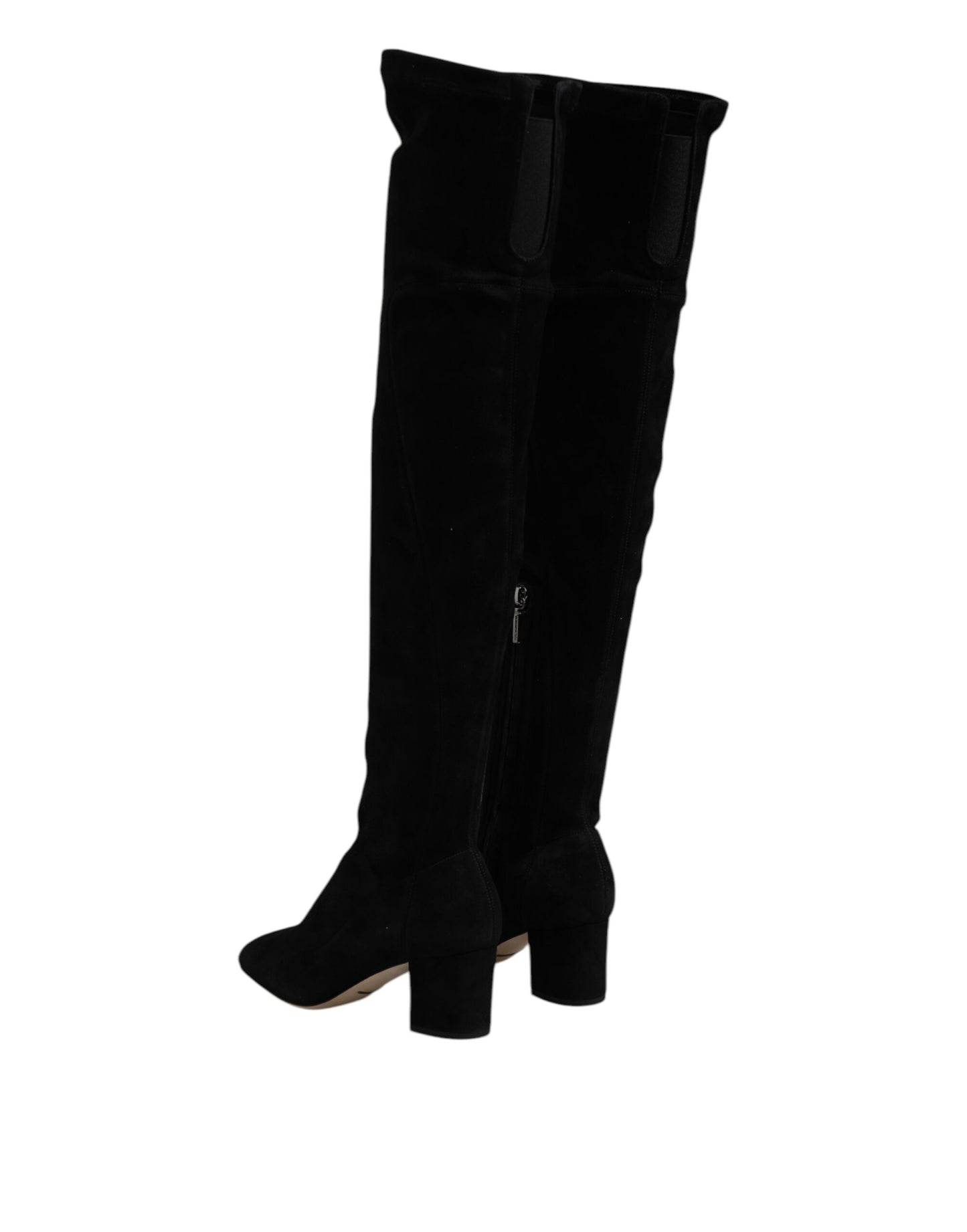 Botas altas hasta la rodilla de piel de ante negra