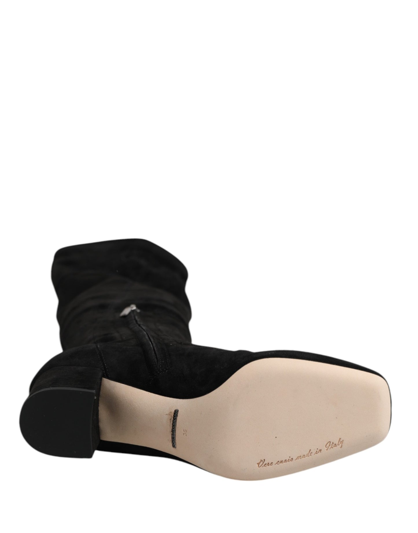 Botas altas hasta la rodilla de piel de ante negra
