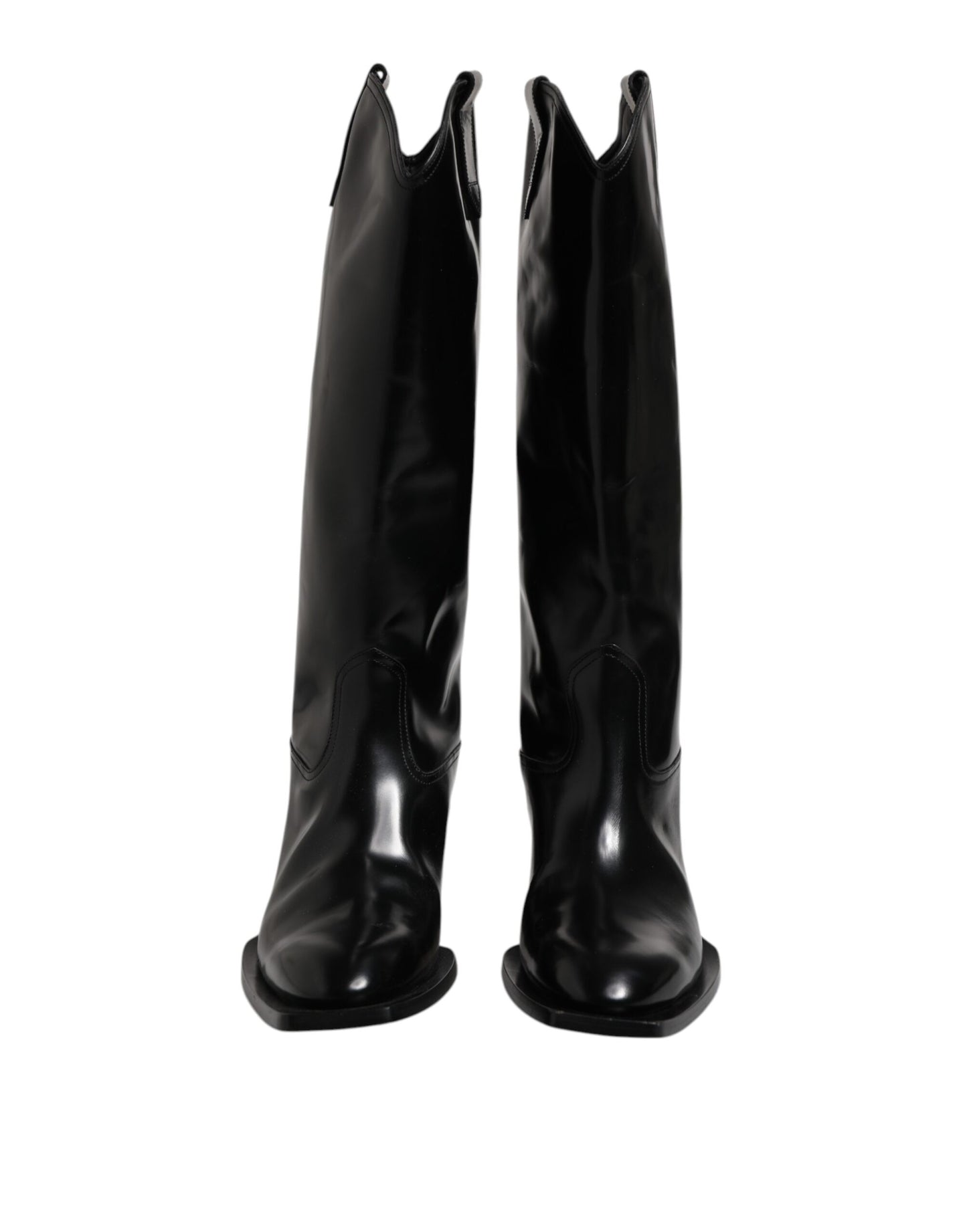 Botas altas con logotipo de piel de becerro negra