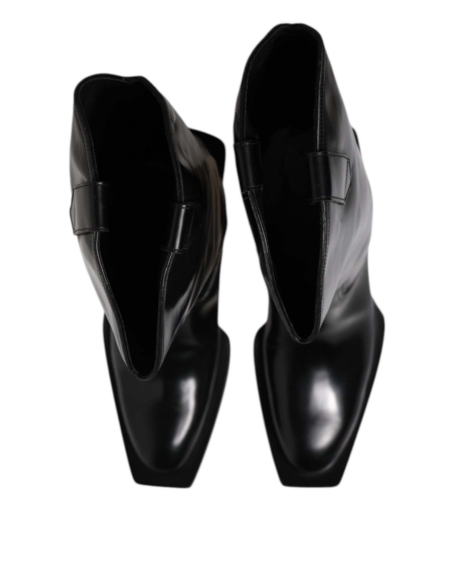 Botas altas con logotipo de piel de becerro negra
