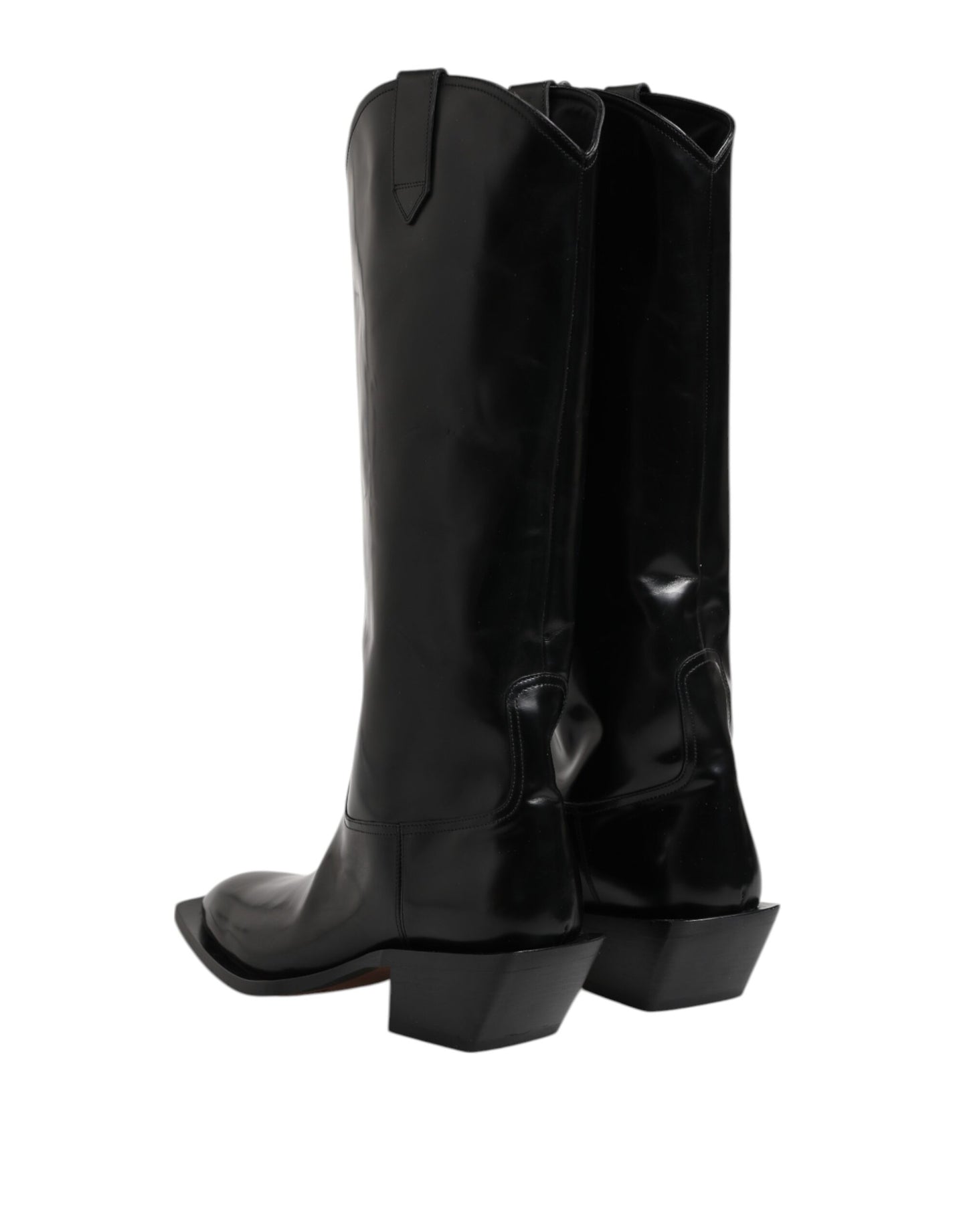 Botas altas con logotipo de piel de becerro negra