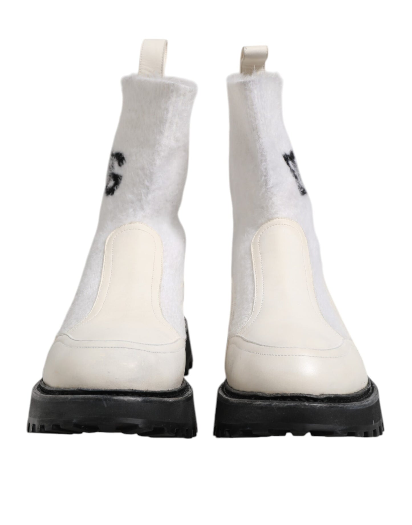 Botas de media caña con logotipo DG en blanco y beige