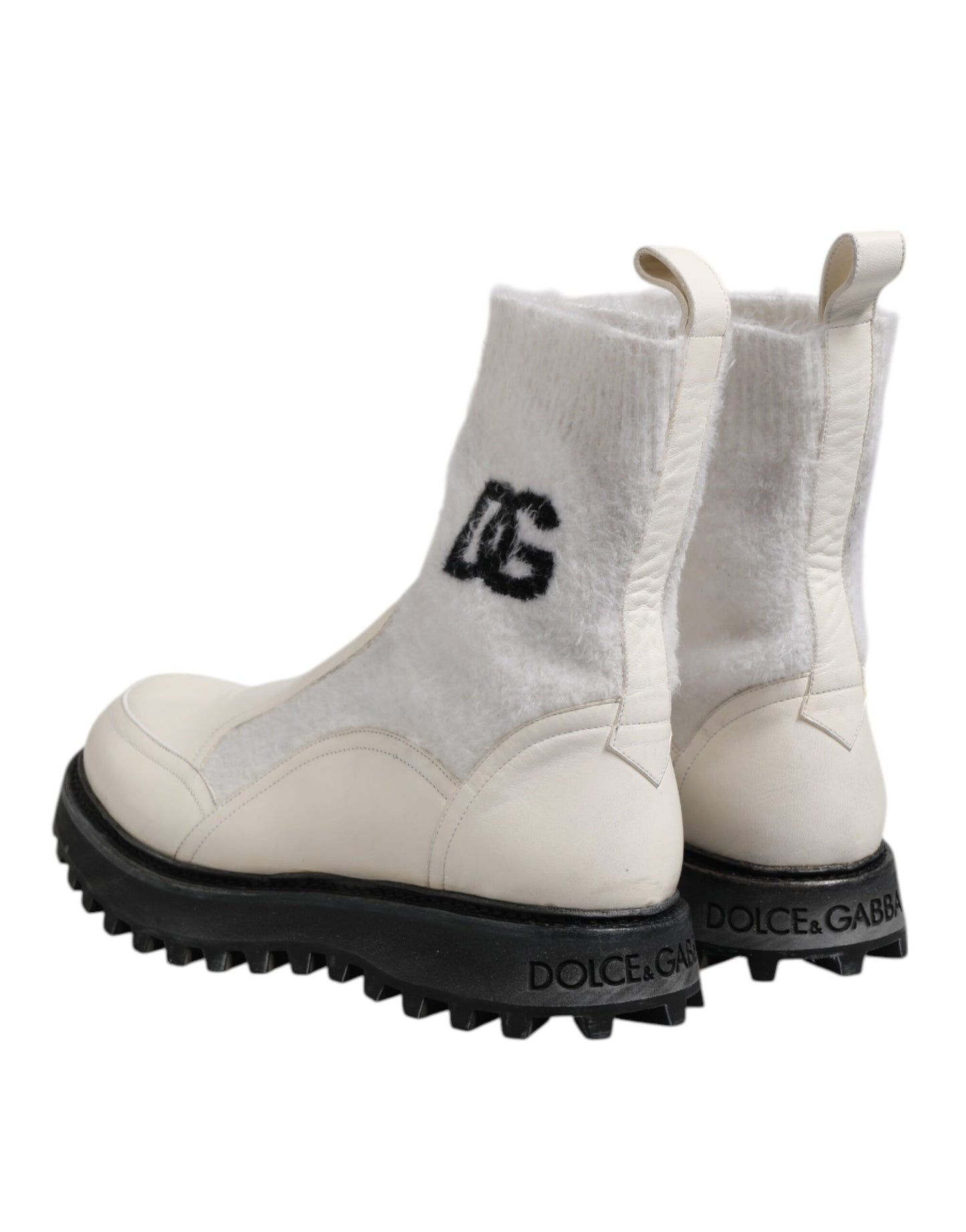 Botas de media caña con logotipo DG en blanco y beige