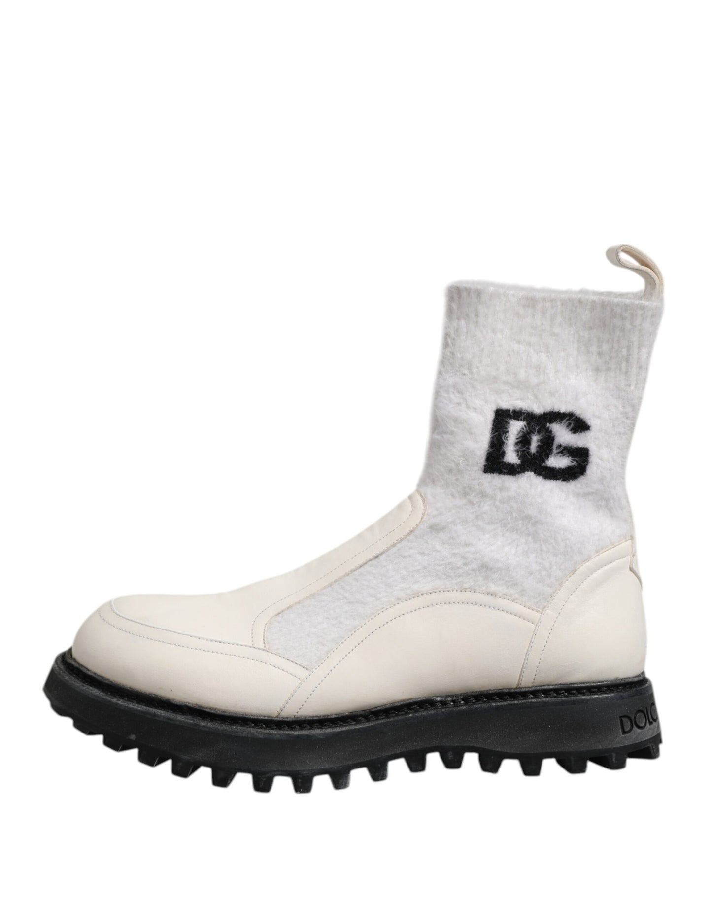 Botas de media caña con logotipo DG en blanco y beige