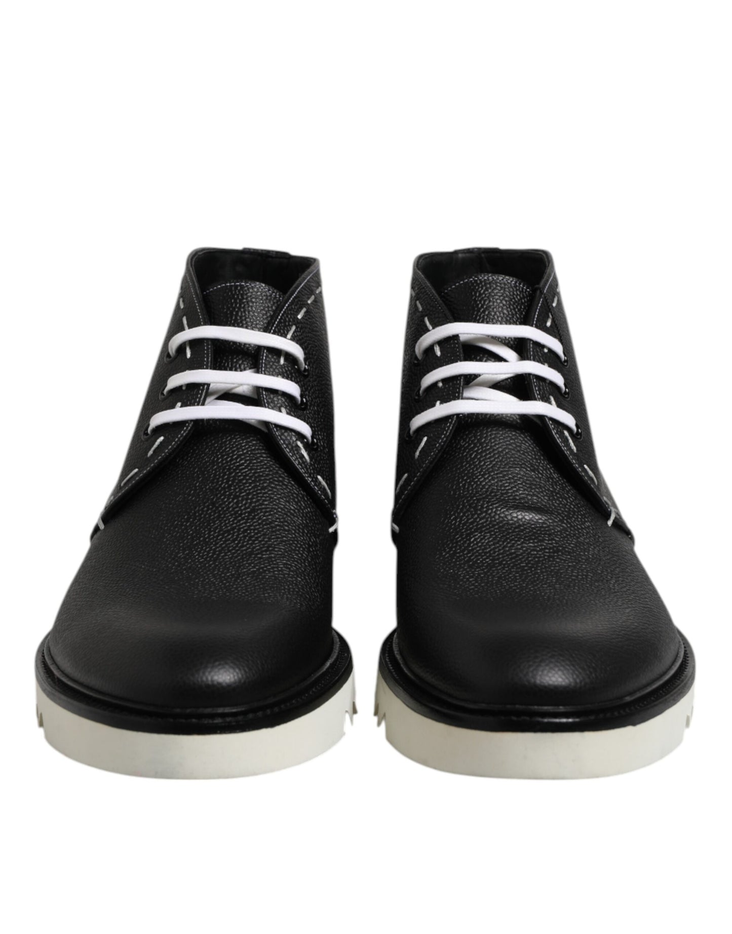 Botines de piel en blanco y negro