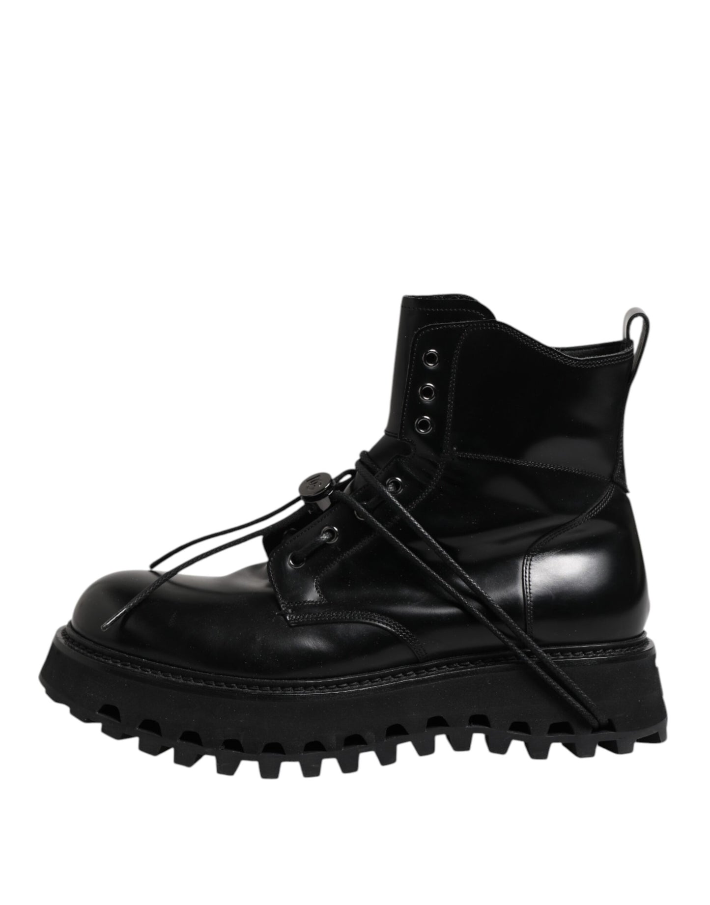 Botines de cuero negro con logo y cordones