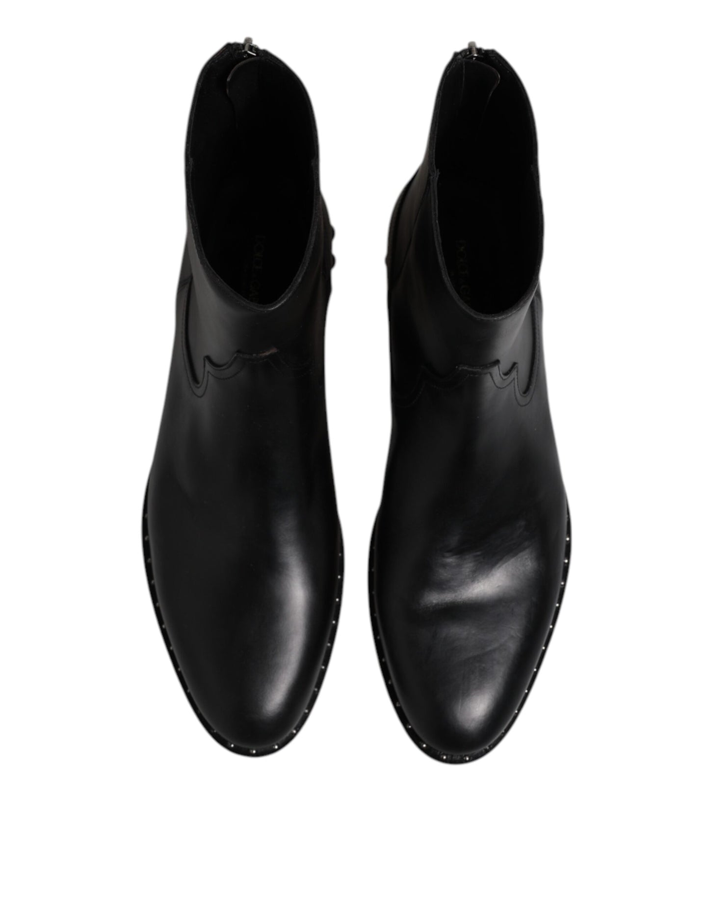 Botines de cuero negro con logo y tachuelas