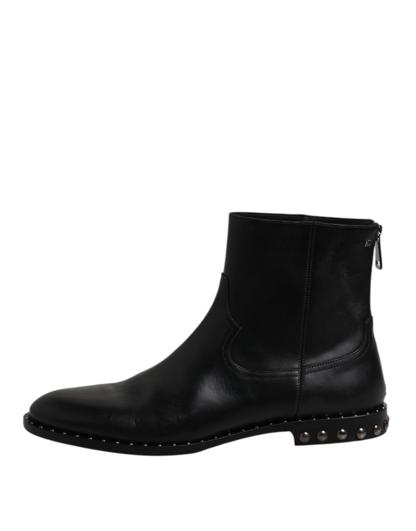 Botines de cuero negro con logo y tachuelas