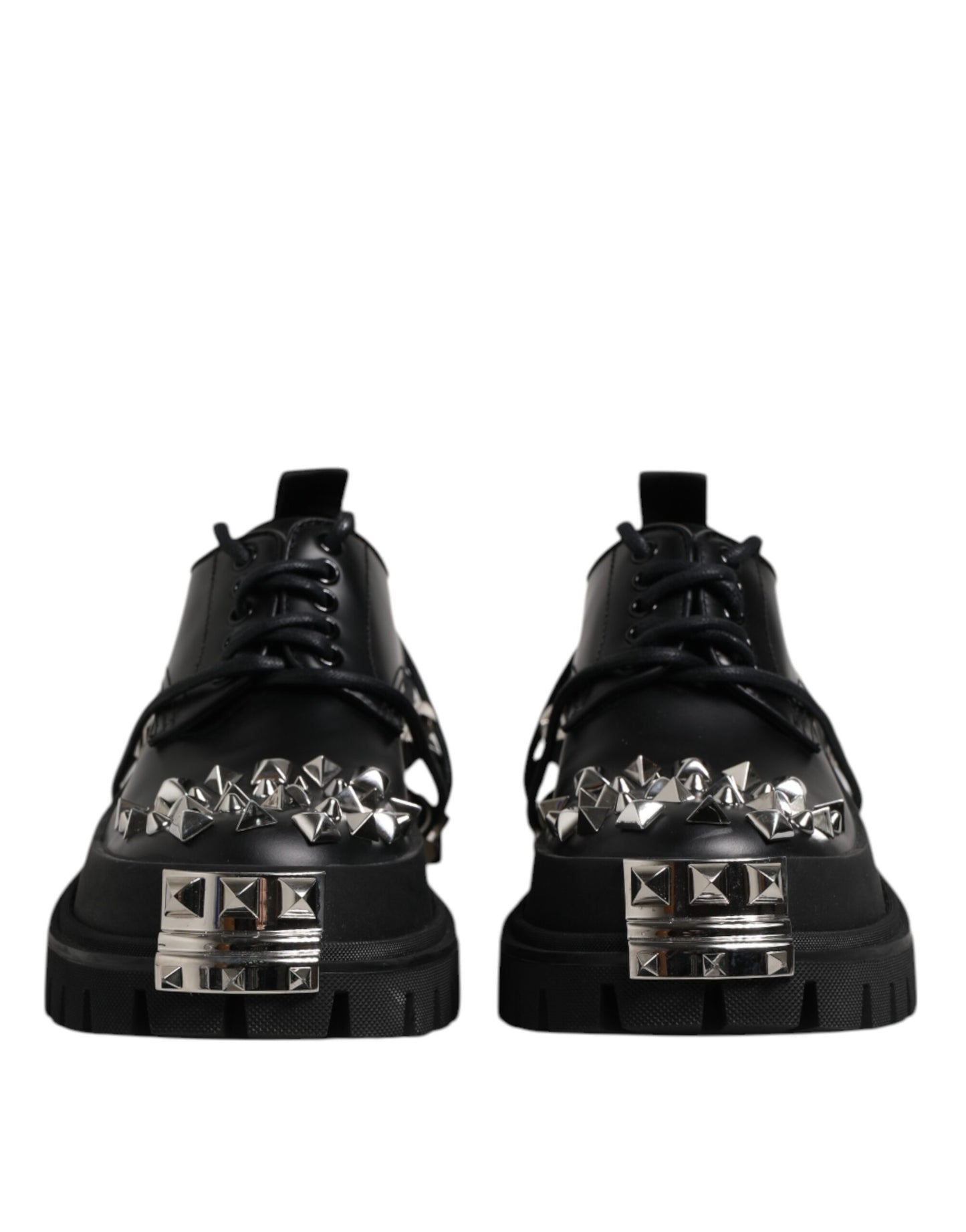 Zapatos Derby de trekking con adornos de cuero negro