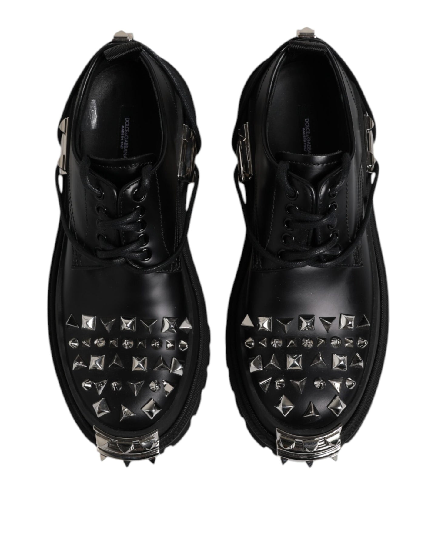 Zapatos Derby de trekking con adornos de cuero negro