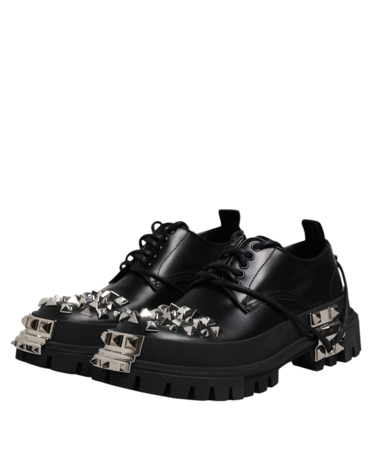 Zapatos Derby de trekking con adornos de cuero negro