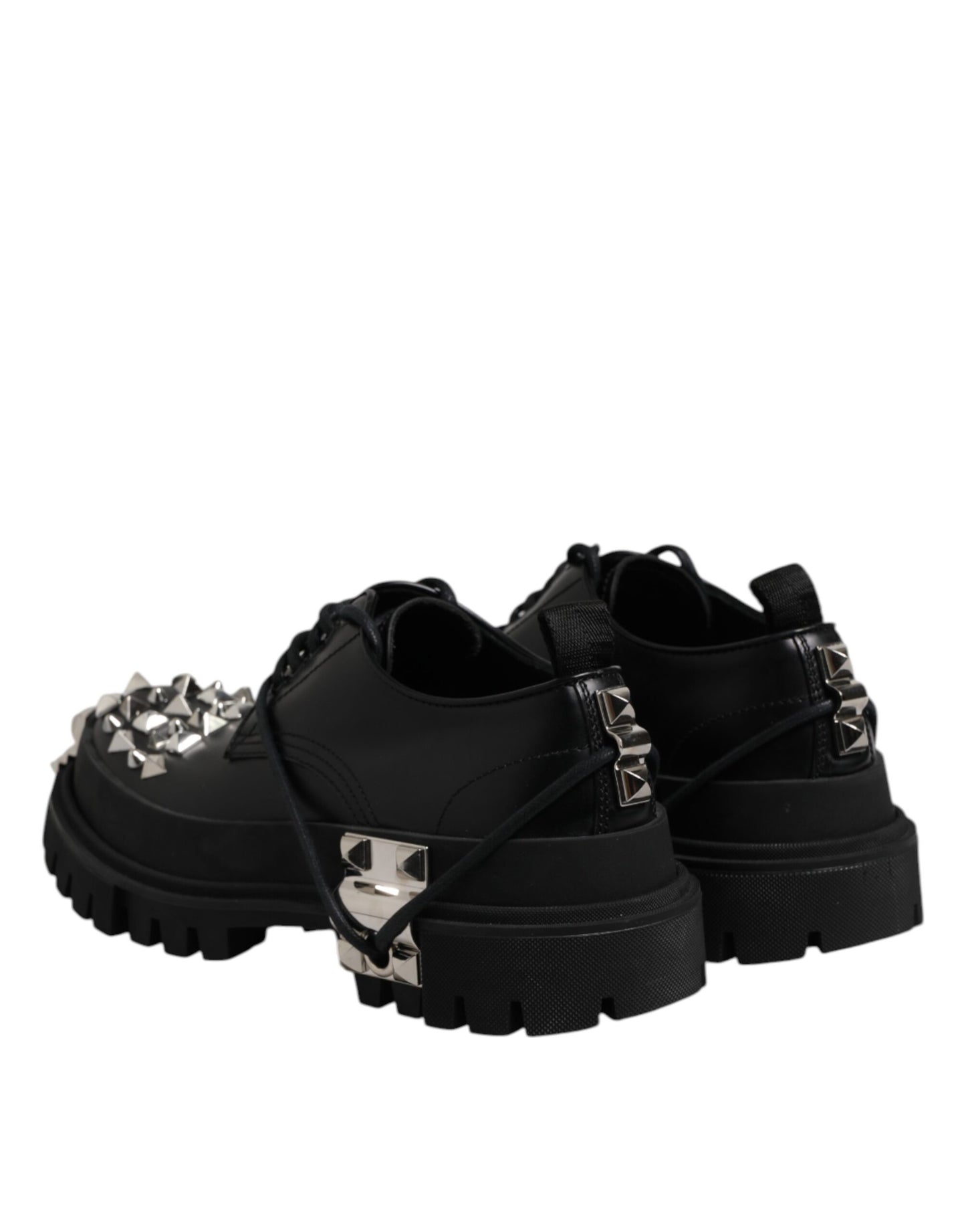 Zapatos Derby de trekking con adornos de cuero negro