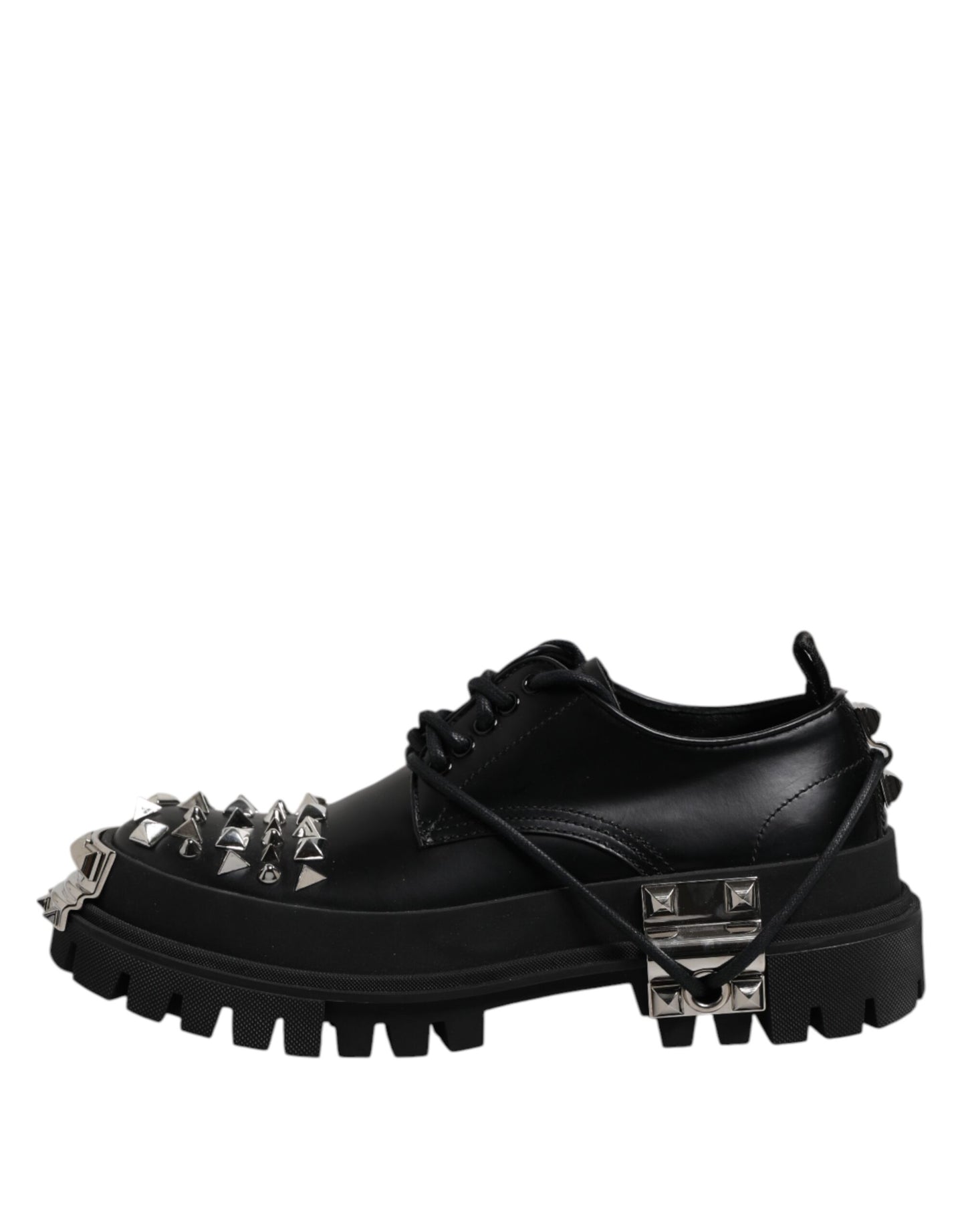 Zapatos Derby de trekking con adornos de cuero negro