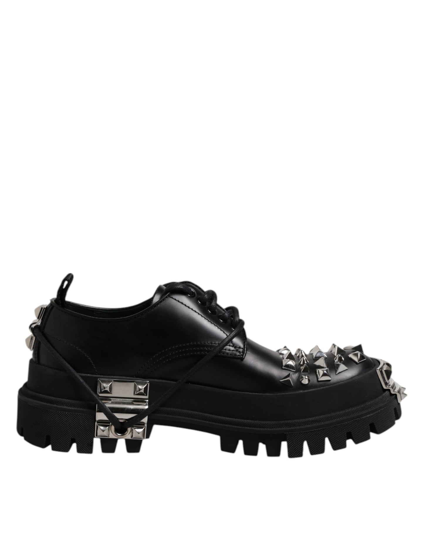 Zapatos Derby de trekking con adornos de cuero negro