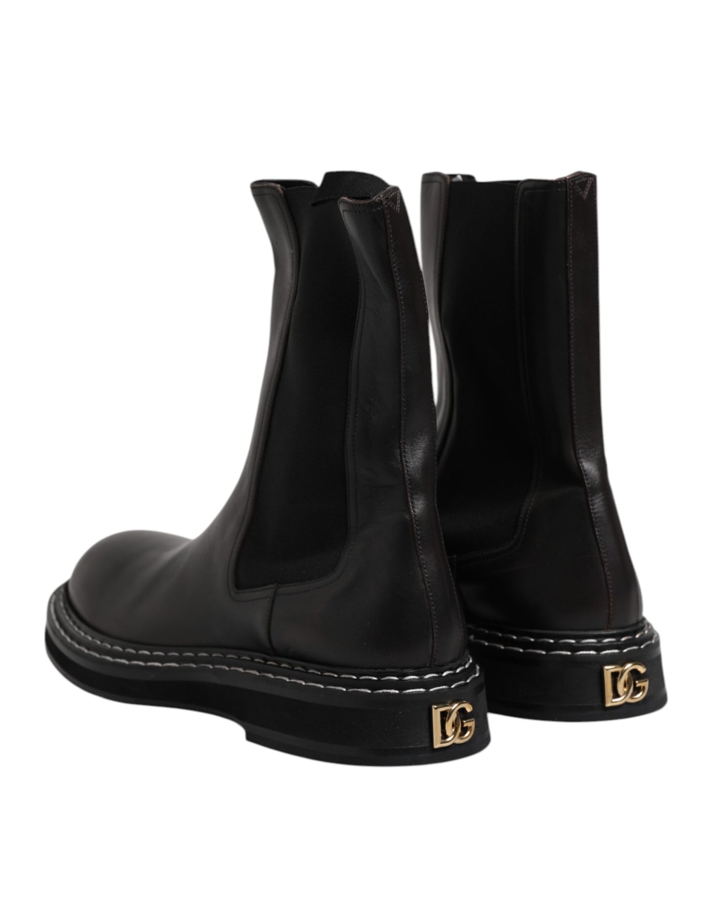 Botas de media pantorrilla de cuero negro, zapatos planos