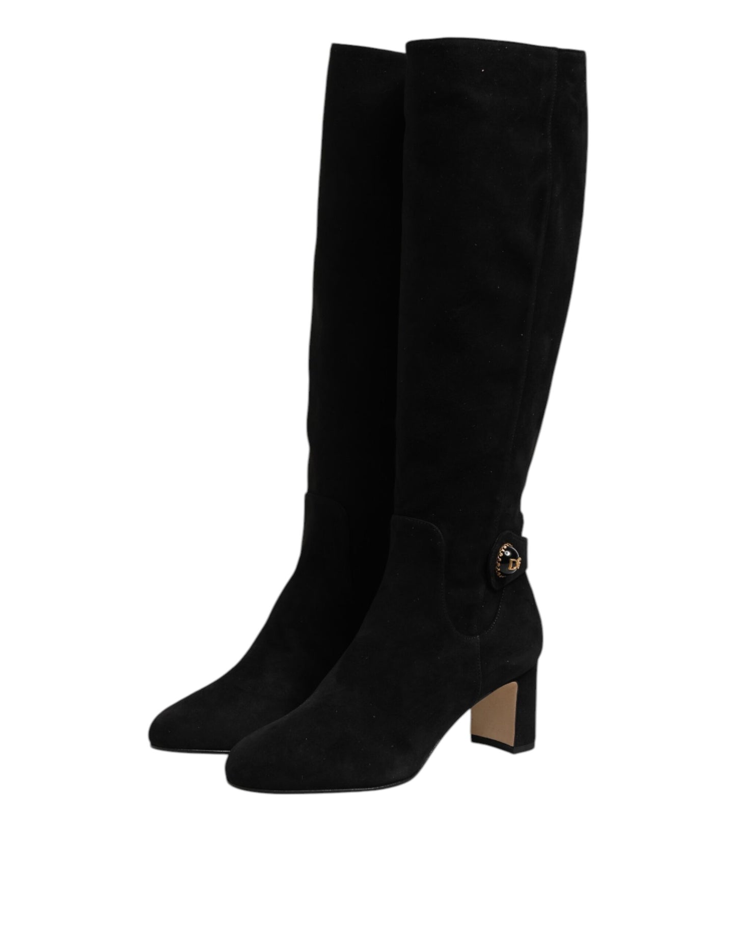 Botas altas hasta la rodilla de piel de ante negra