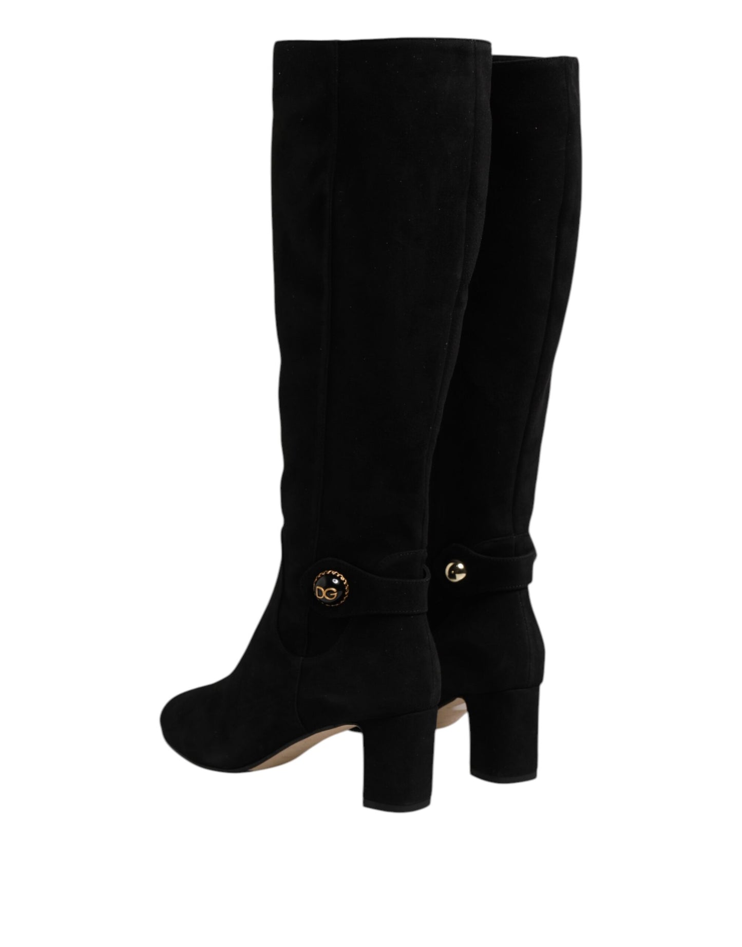 Botas altas hasta la rodilla de piel de ante negra