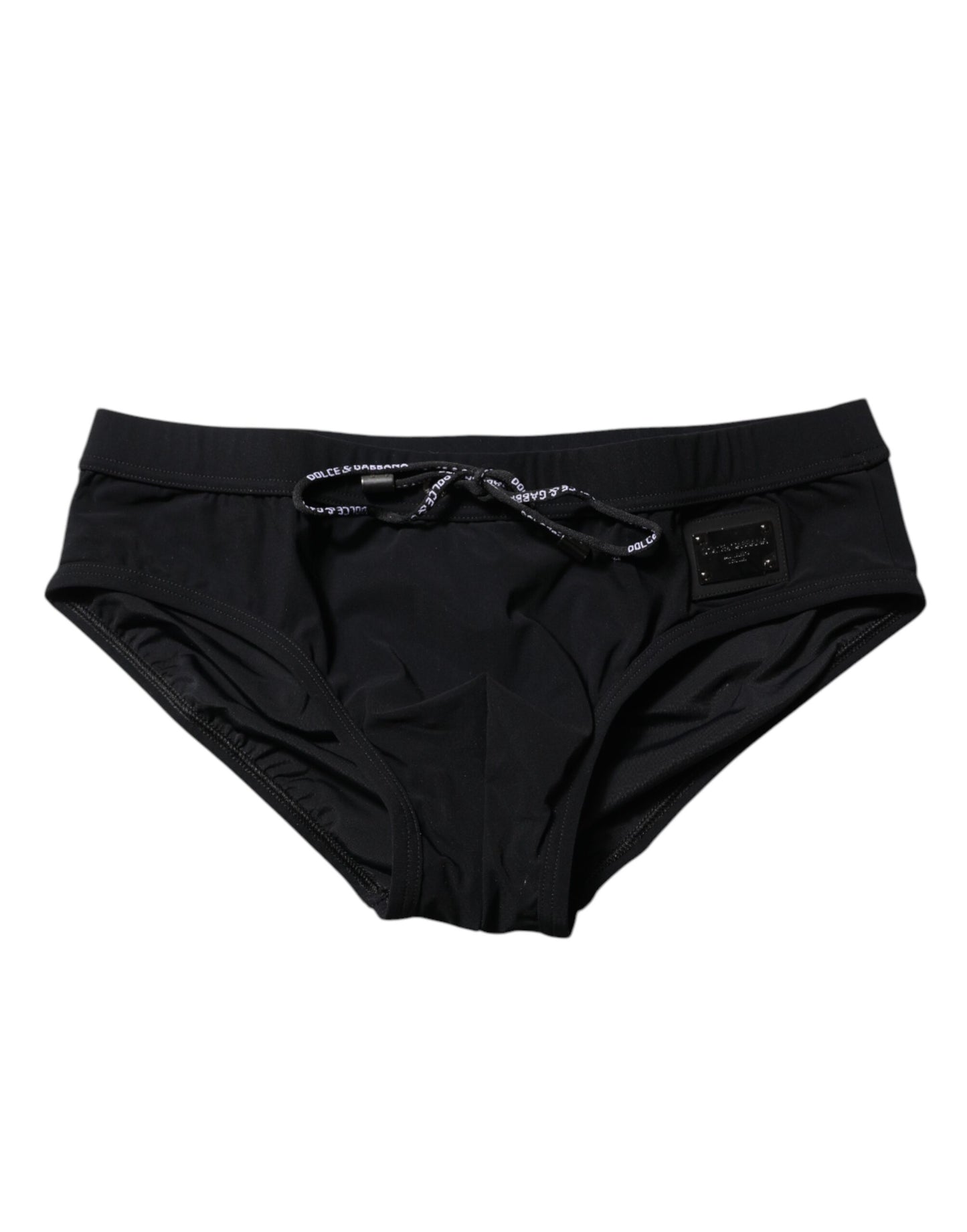 Black Logo Plaque Men Beachwear Brief Swimwear