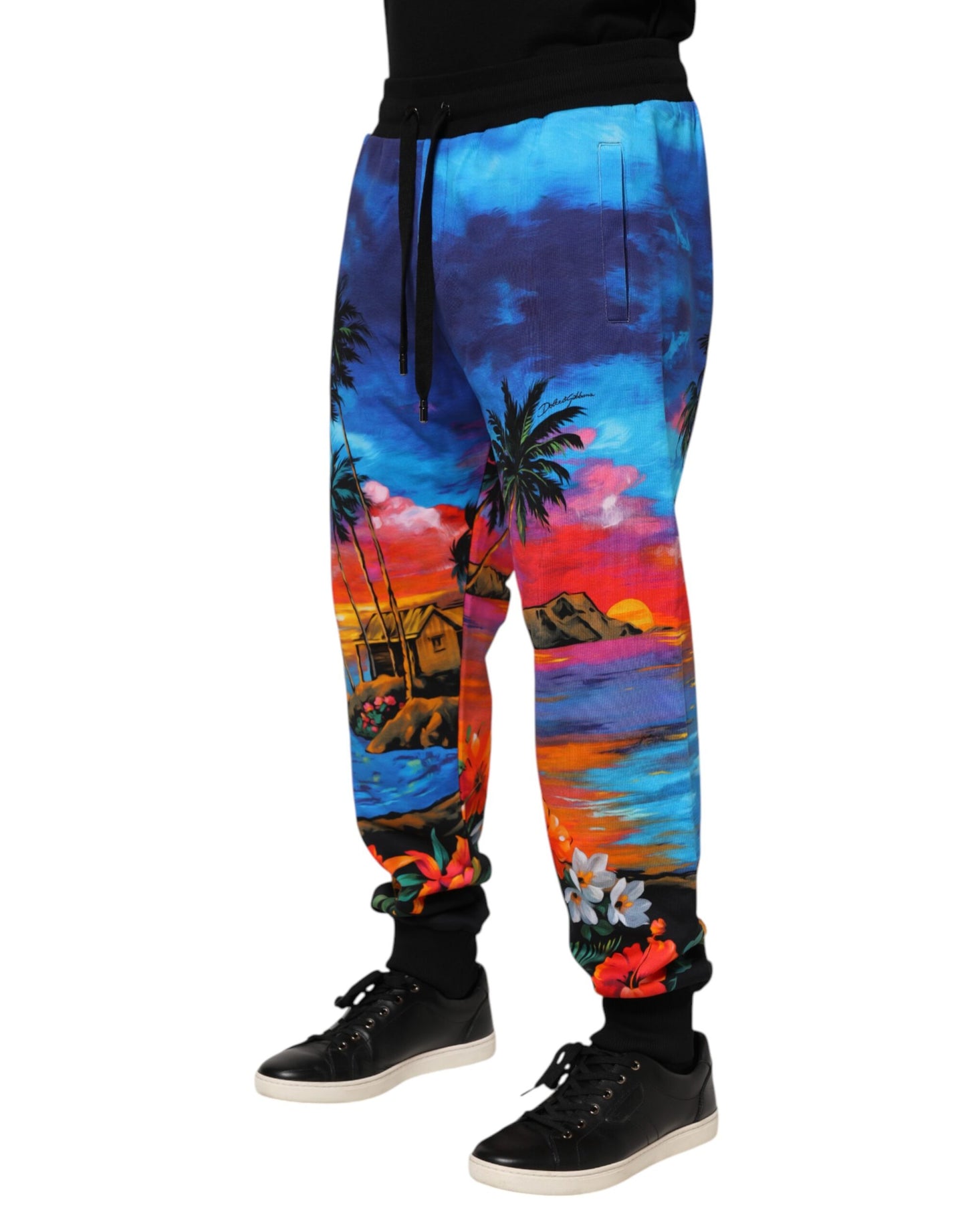 Pantalones deportivos con estampado hawaiano azul