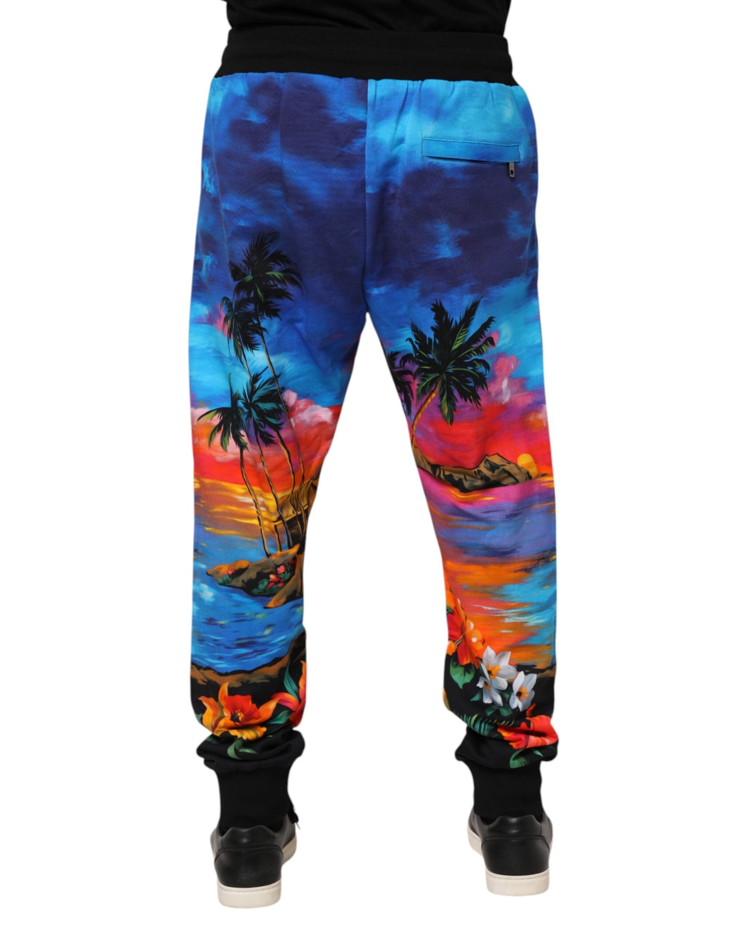 Pantalones deportivos con estampado hawaiano azul