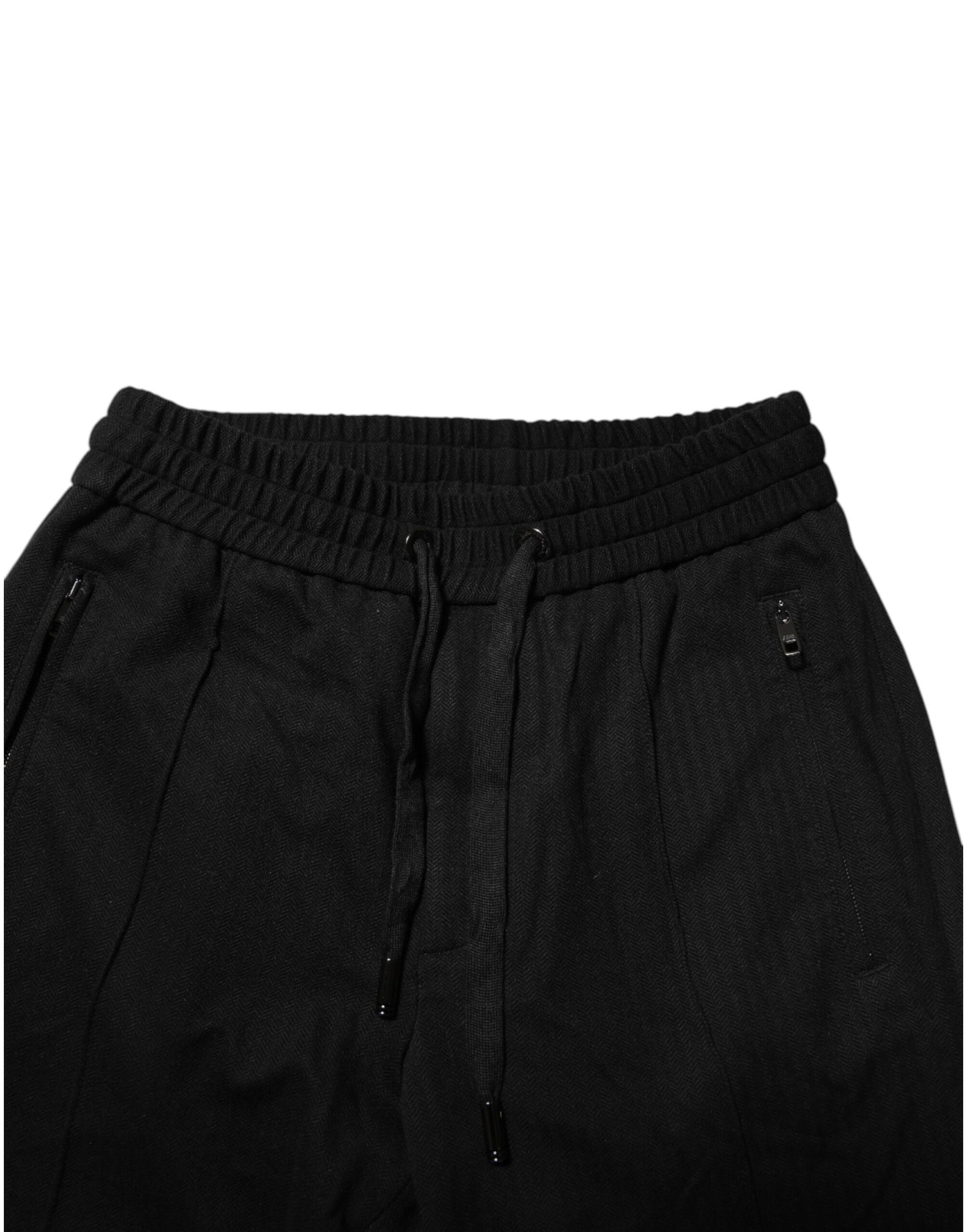 Pantalones deportivos negros de viscosa con cordón para hombre