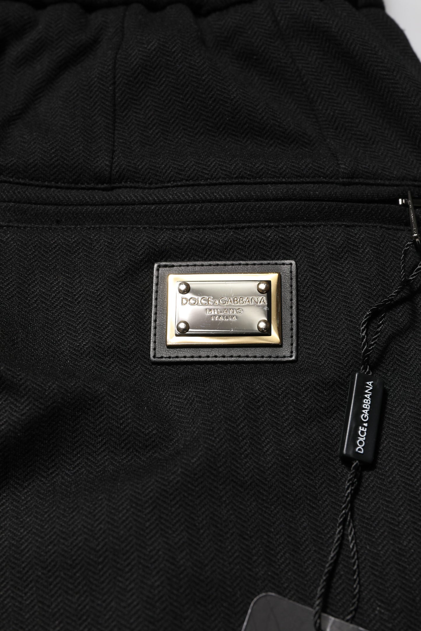 Pantalones deportivos negros de viscosa con cordón para hombre