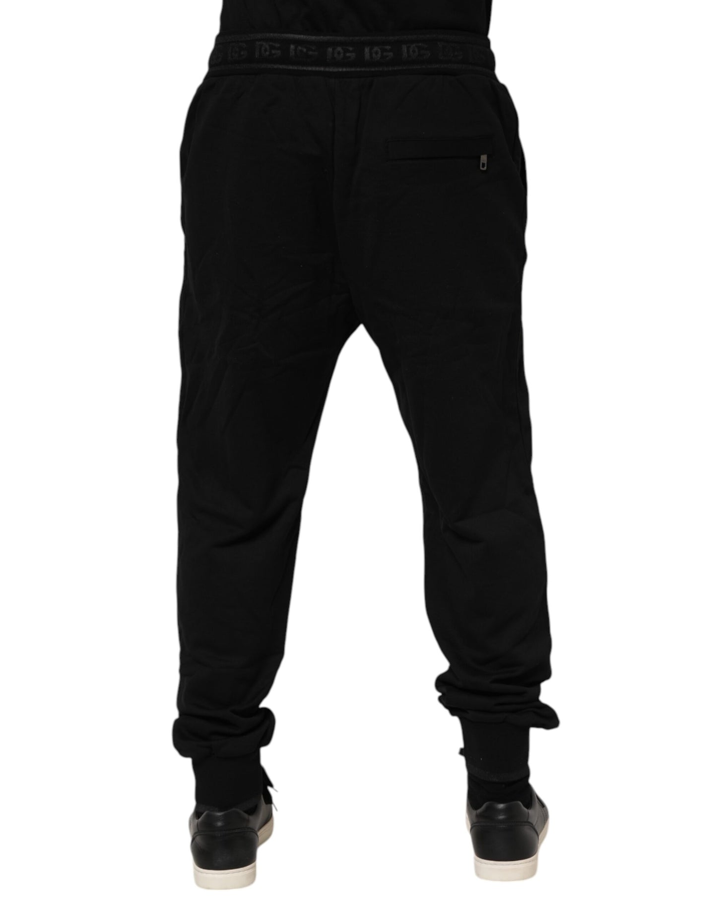 Pantalones deportivos negros de algodón con cordón