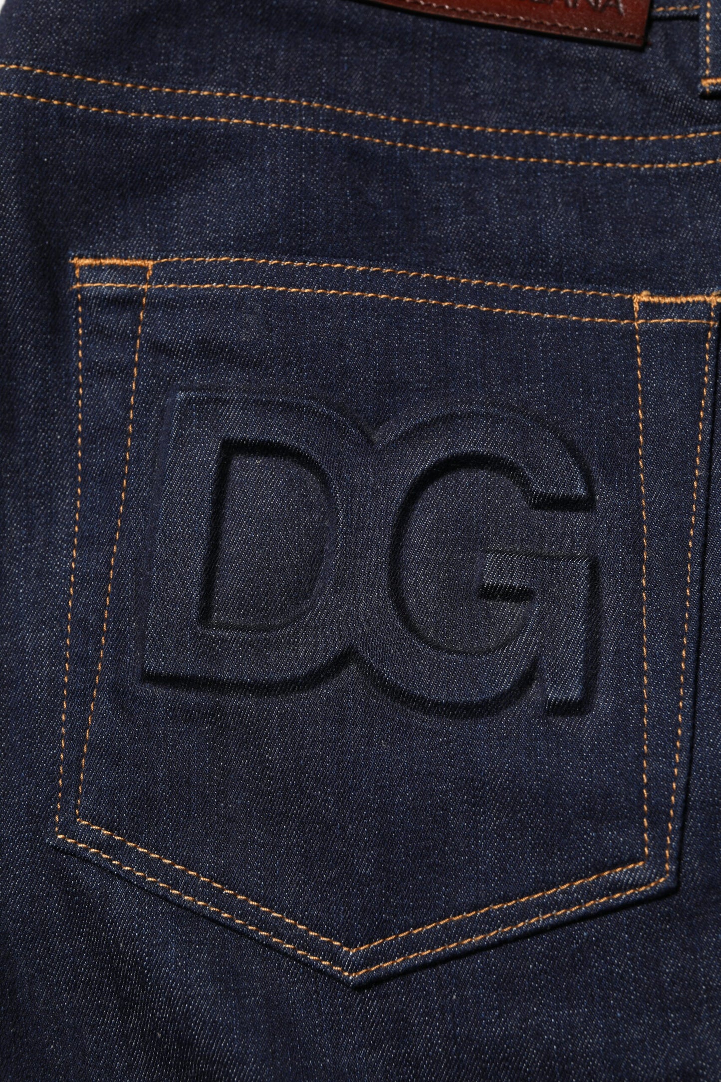 Vaqueros ajustados de algodón azul oscuro con logo para hombre