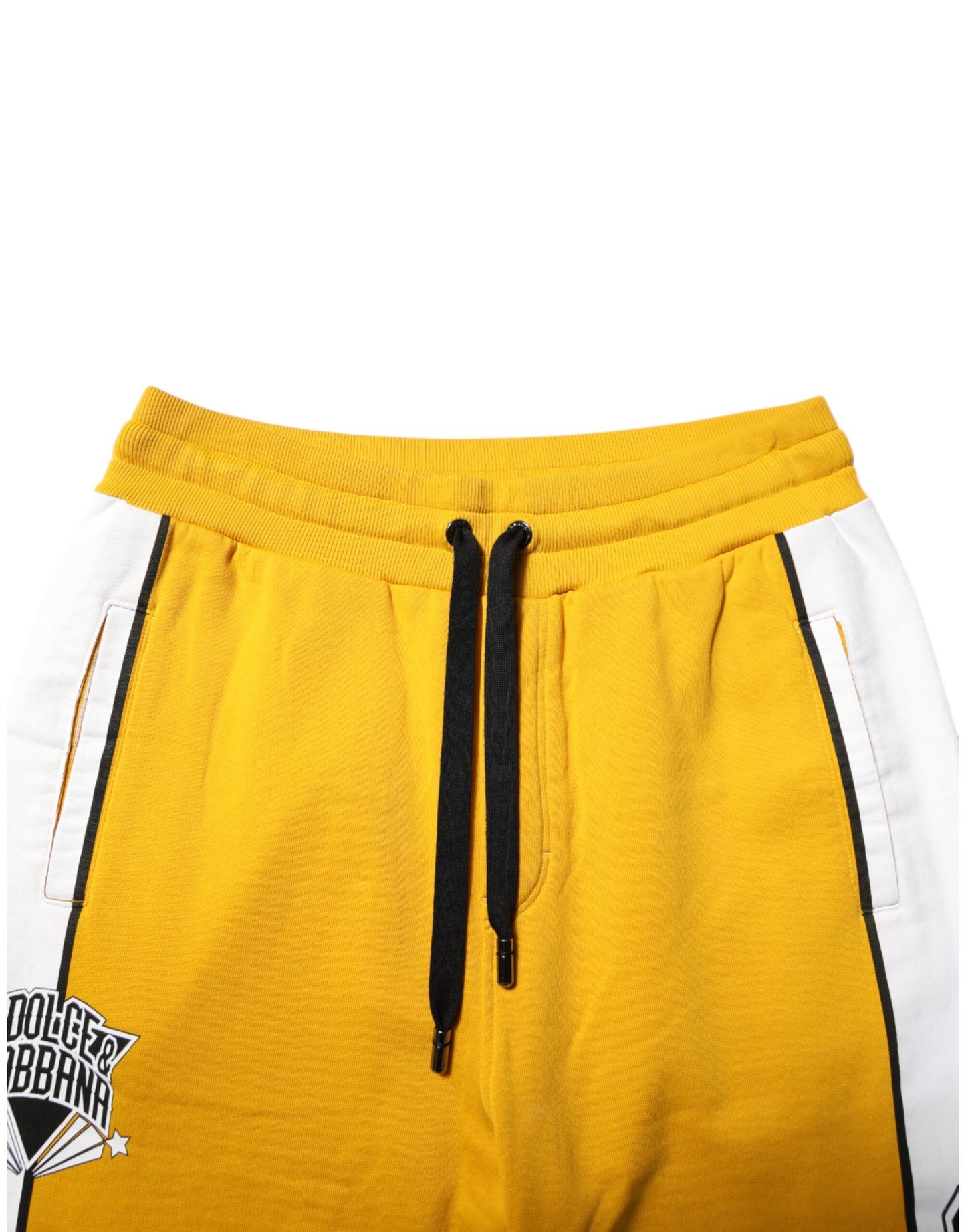 Pantalon de jogging en coton jaune avec cordon de serrage