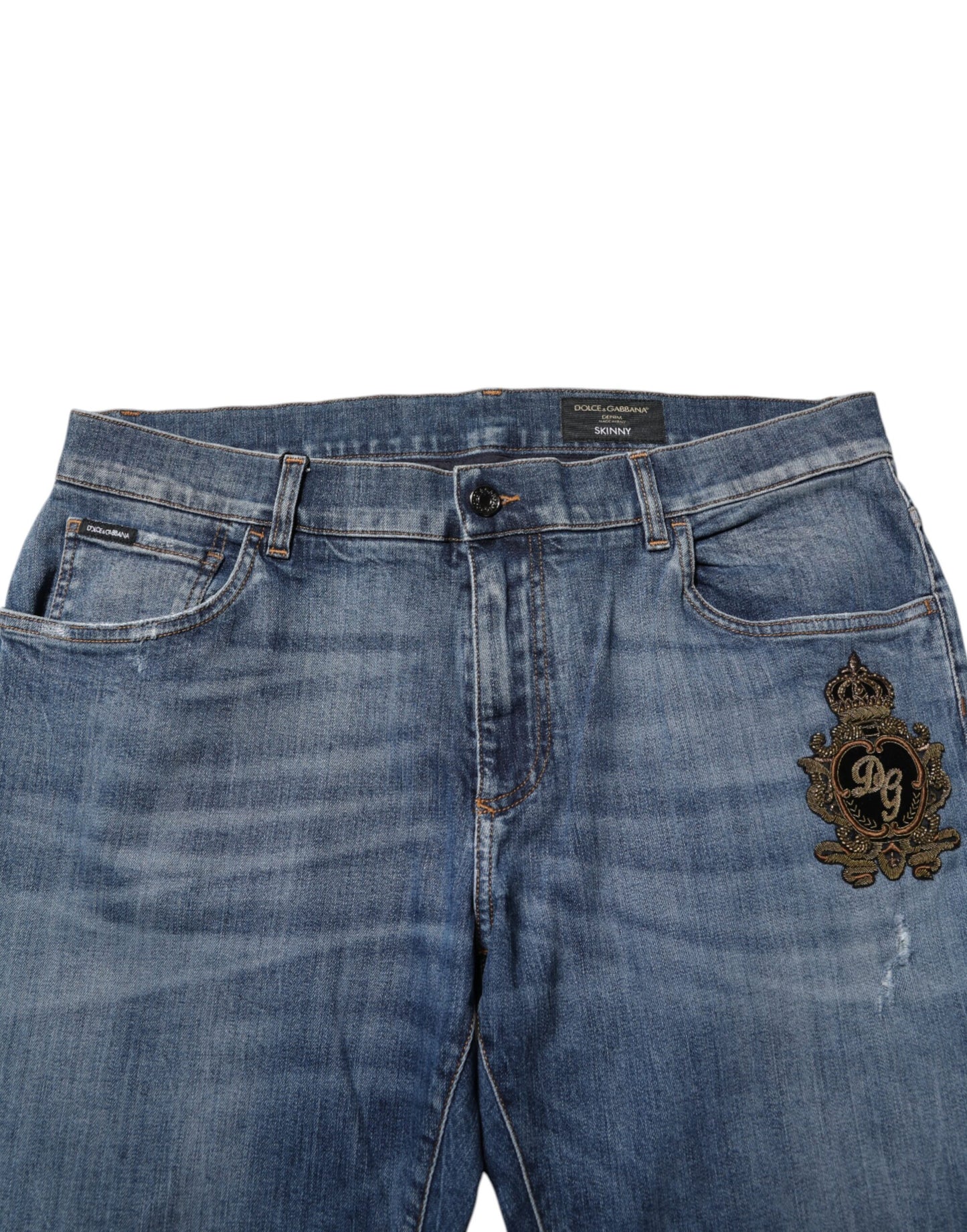 Vaqueros con bordado de logotipo azul