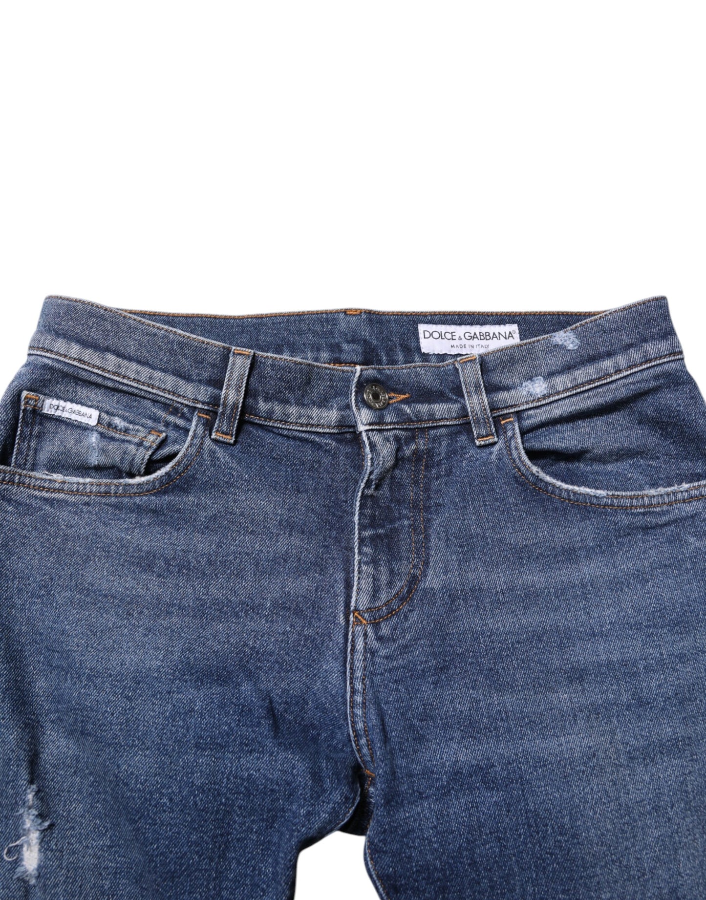 Jean skinny en coton bleu avec plaque logo pour homme