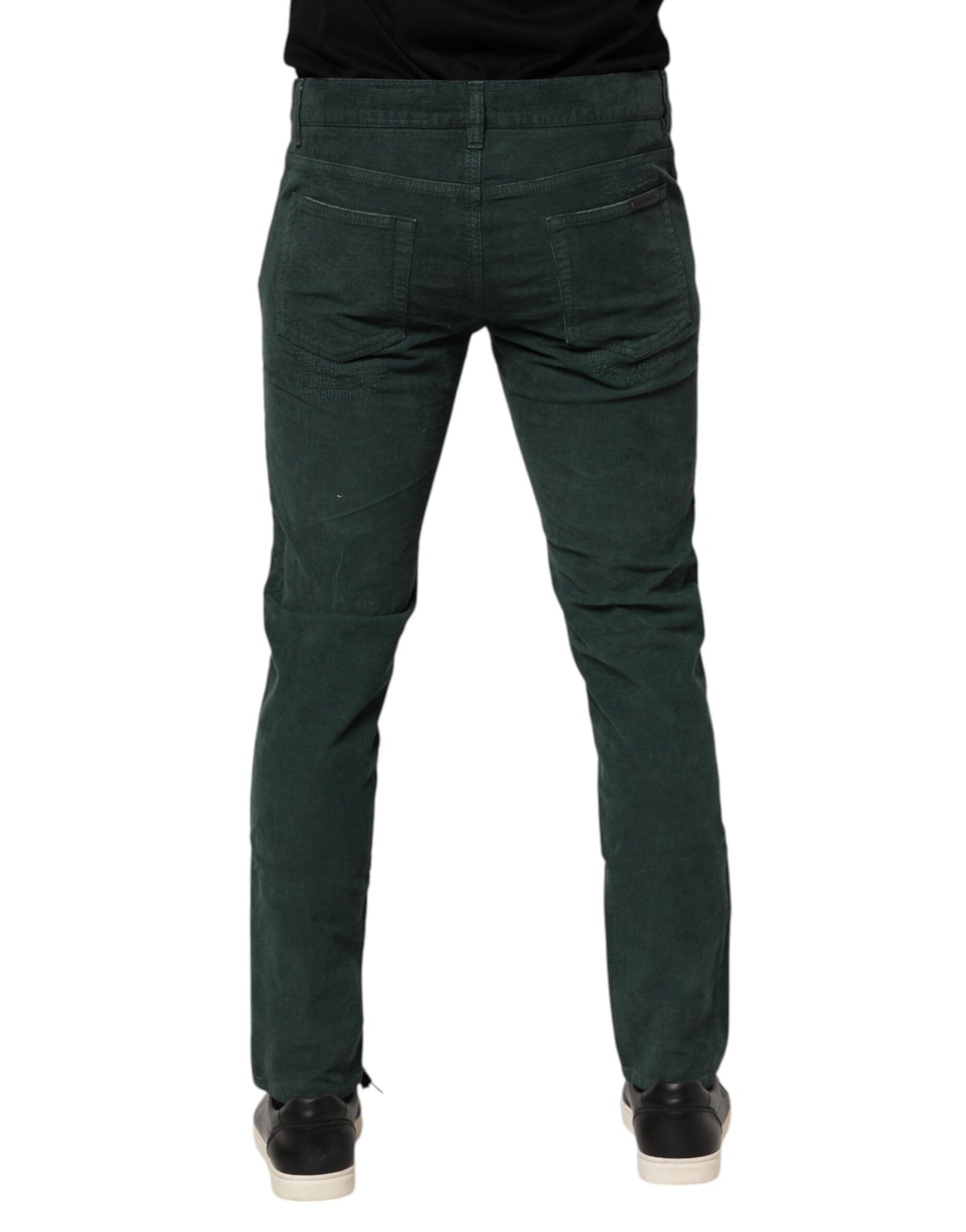 Pantalones pitillo de pana de algodón verde
